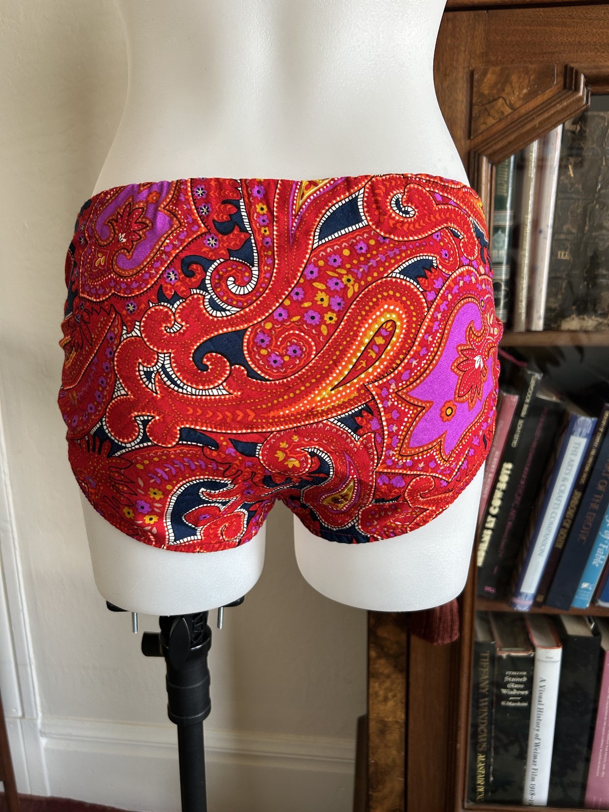 Vintage 1960s 70s Red Psychedelic Paisley Bikini Swimsuit 2pc Bathing Suit SM