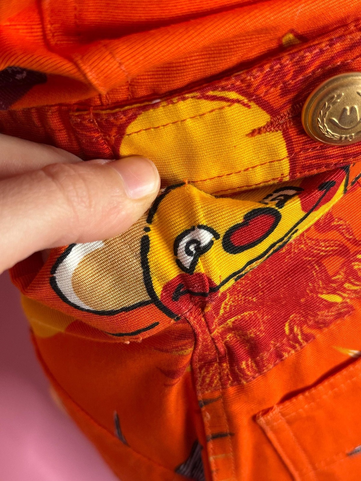 1990s MOSCHINO JEANS Orange Sun Print Cotton Vest & Skirt Set (XS)