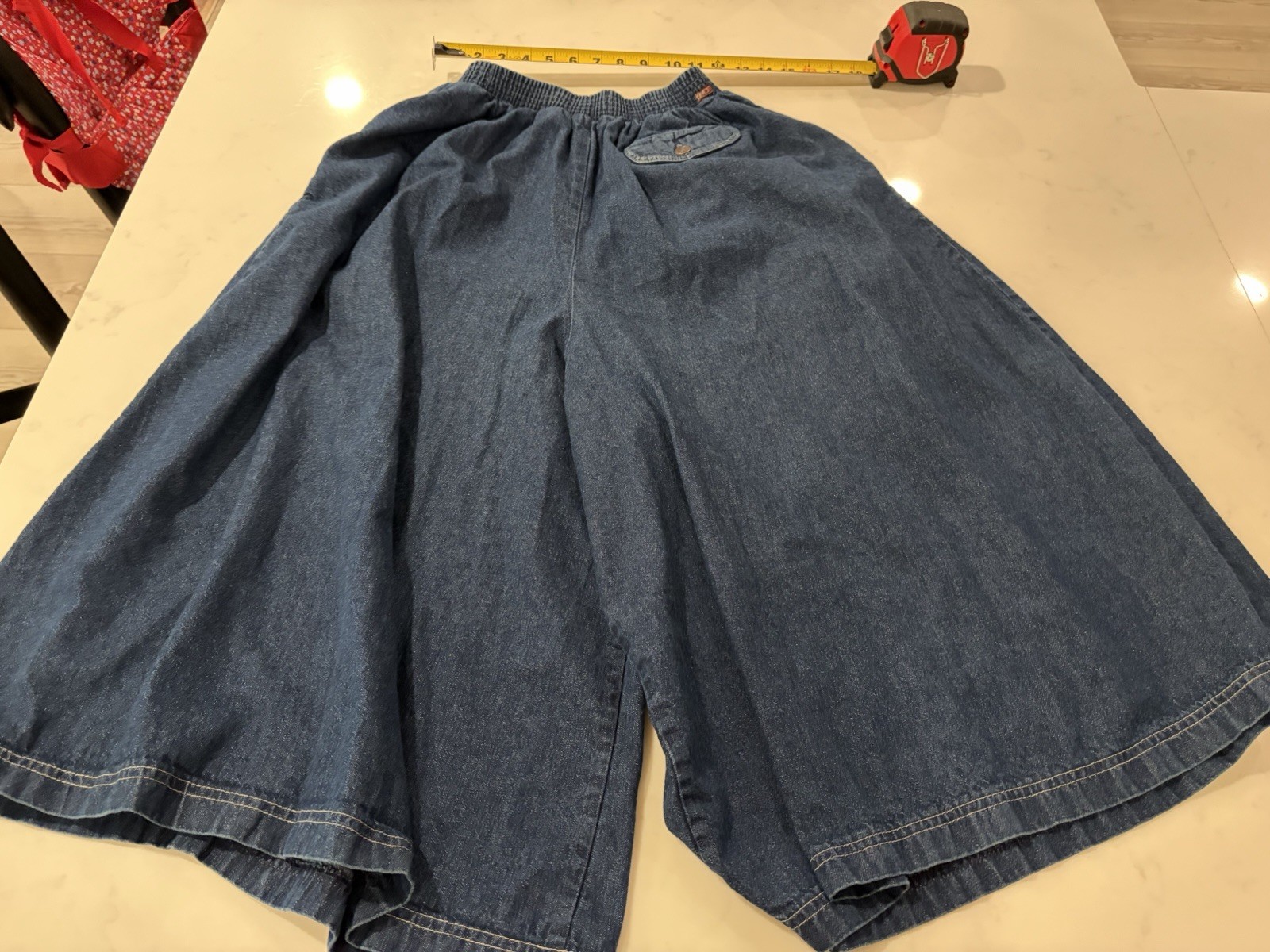 VTG 80s Sassoon Denim Gaucho Culottes Wide Leg Elastic Waist Pants Size 30 USA