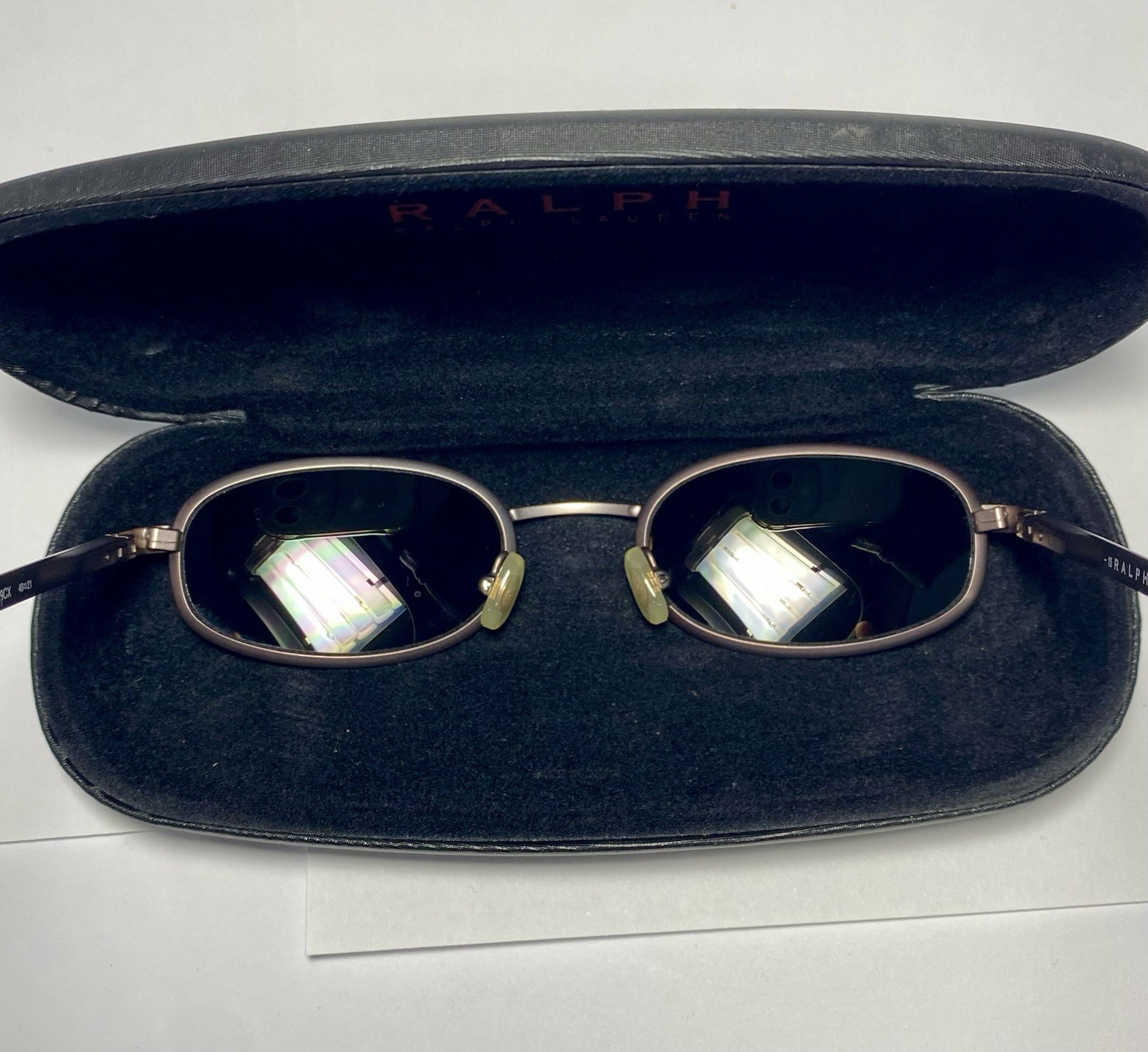 Vintage RALPH LAUREN Sunglasses Oval Metal Brown 948/S 9CX 49-21 90s Y2K Case
