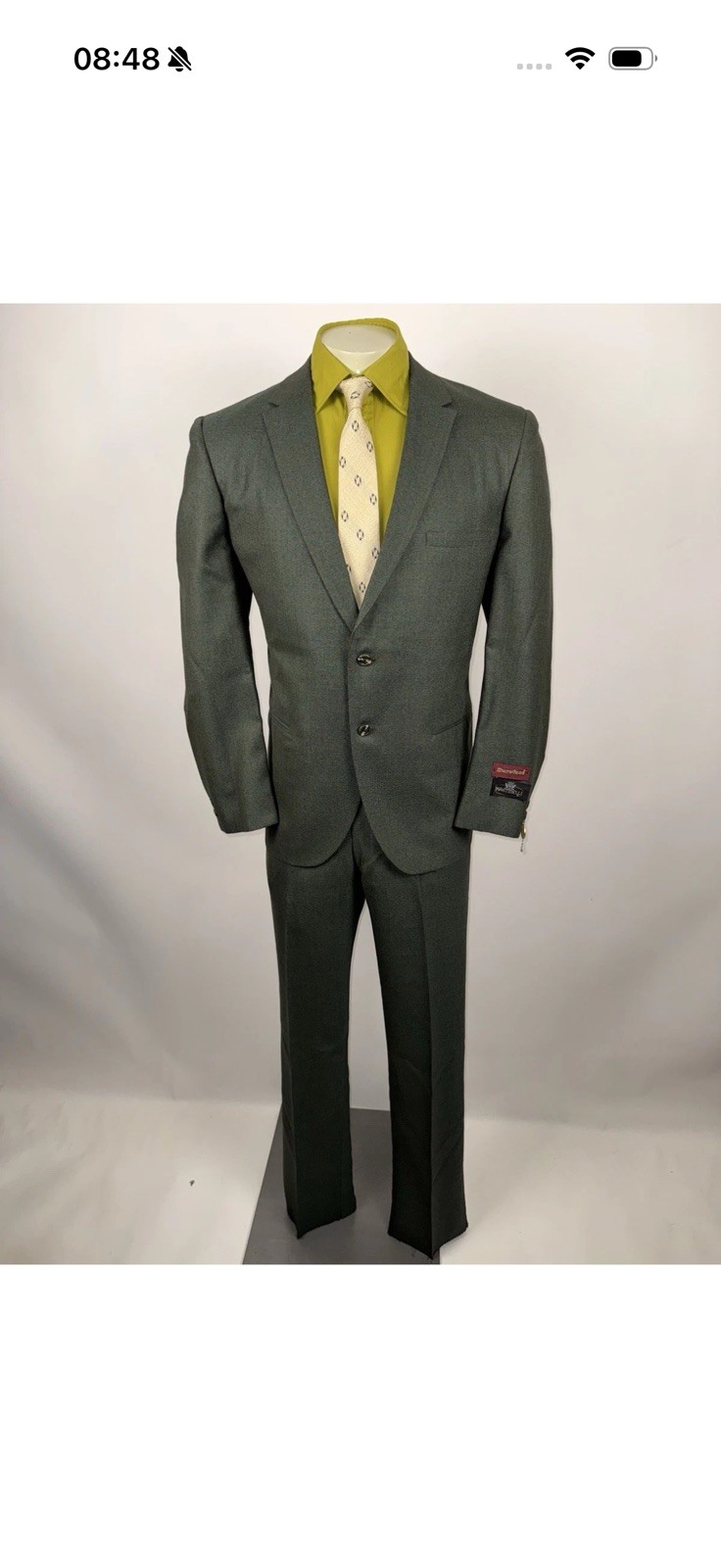 Vintage 60s Martinelli Suit Mens 42 Jacket 37 Pants Unhemmed Wool Madmen MCM NOS