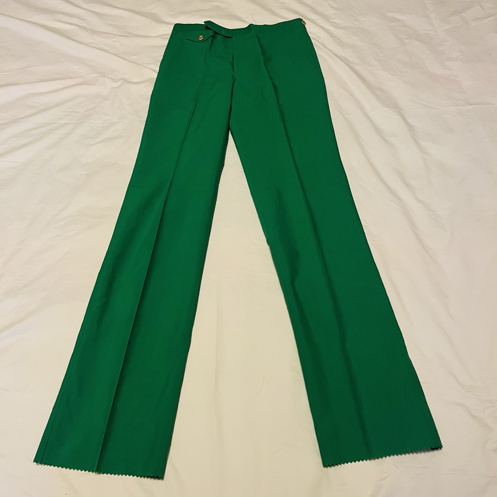Vintage Green Hubbard Golf Pants Slacks Polyester Cotton Disco NOS Deadstock 32
