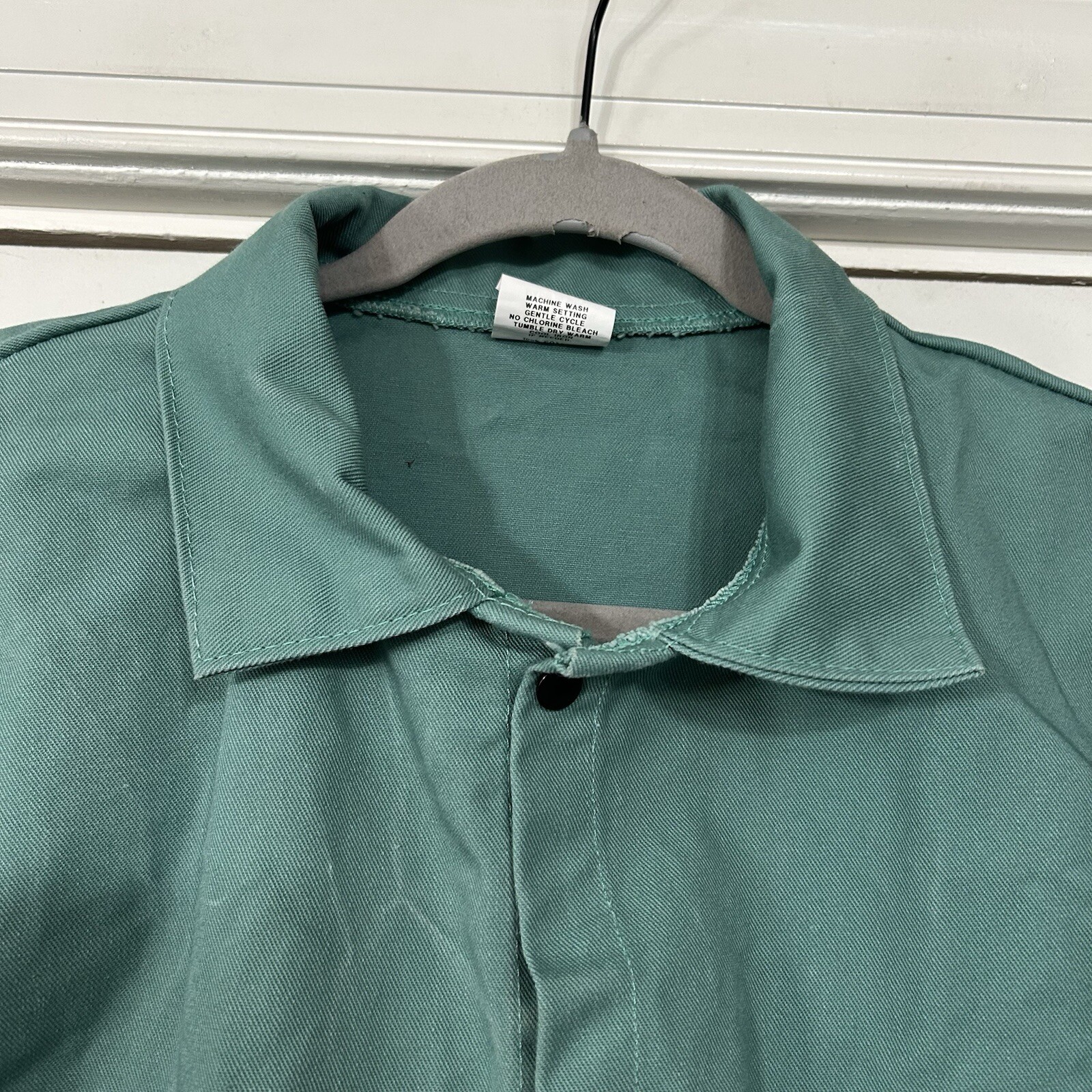 Vintage Welder Chore Jacket Men’s Large Drab Green Snap Button Work Wear Worn