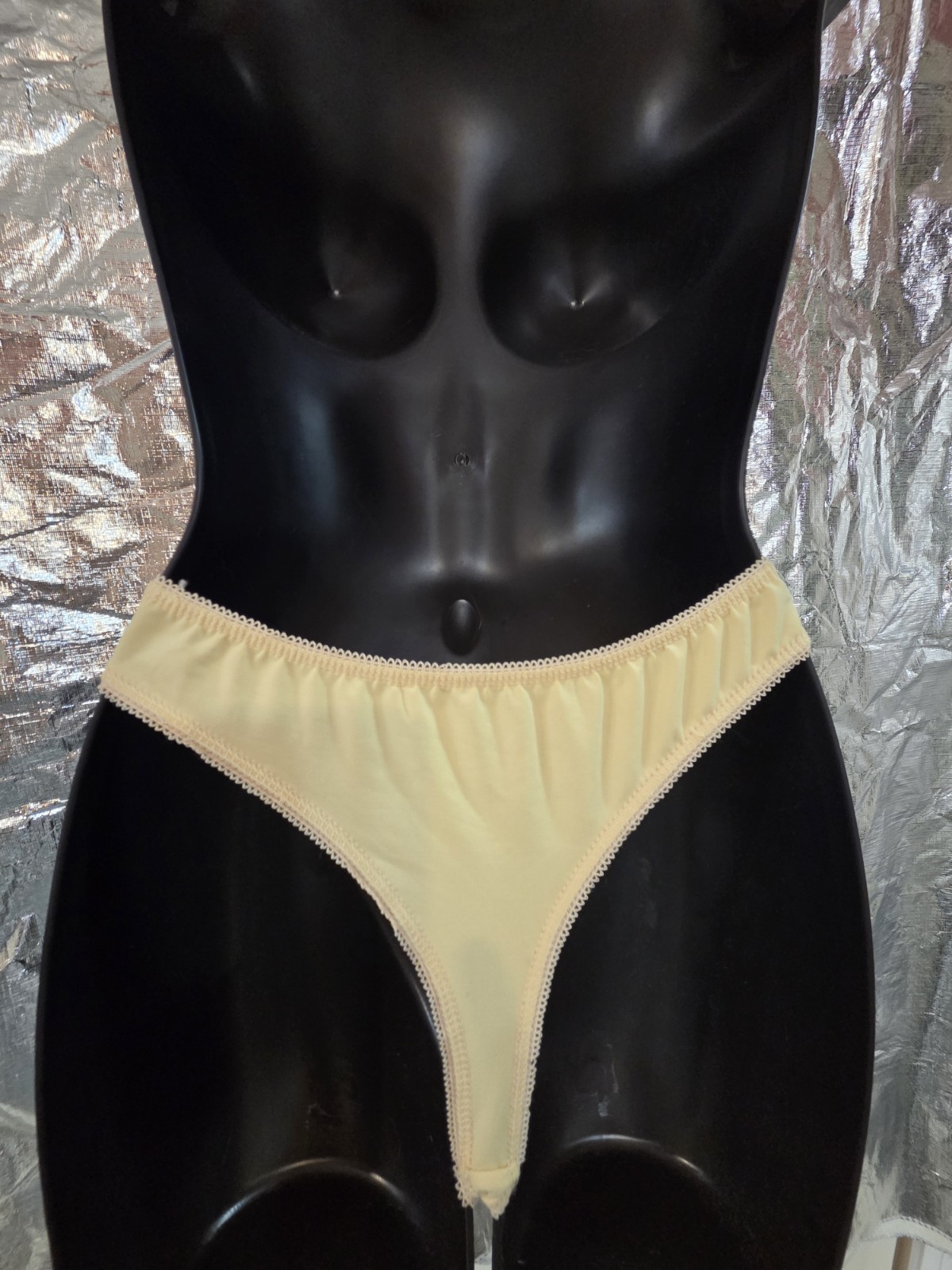 NWT Vintage Yellow Shiny Soft Hicut Panty Thong Medium 6