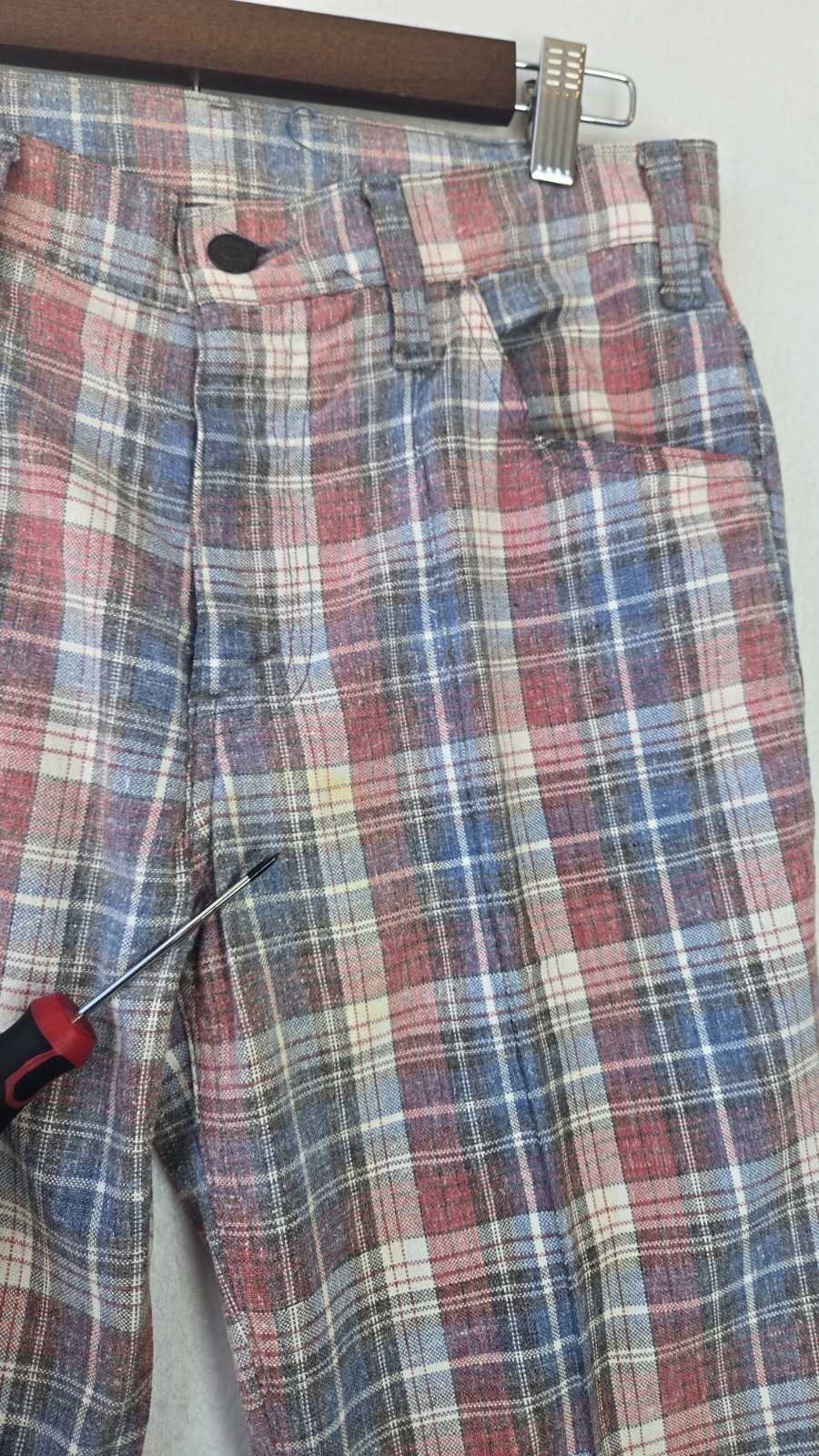 VTG Levi’s Plaid Disco Pants Mens 60s 70s Flare Leg Trousers
