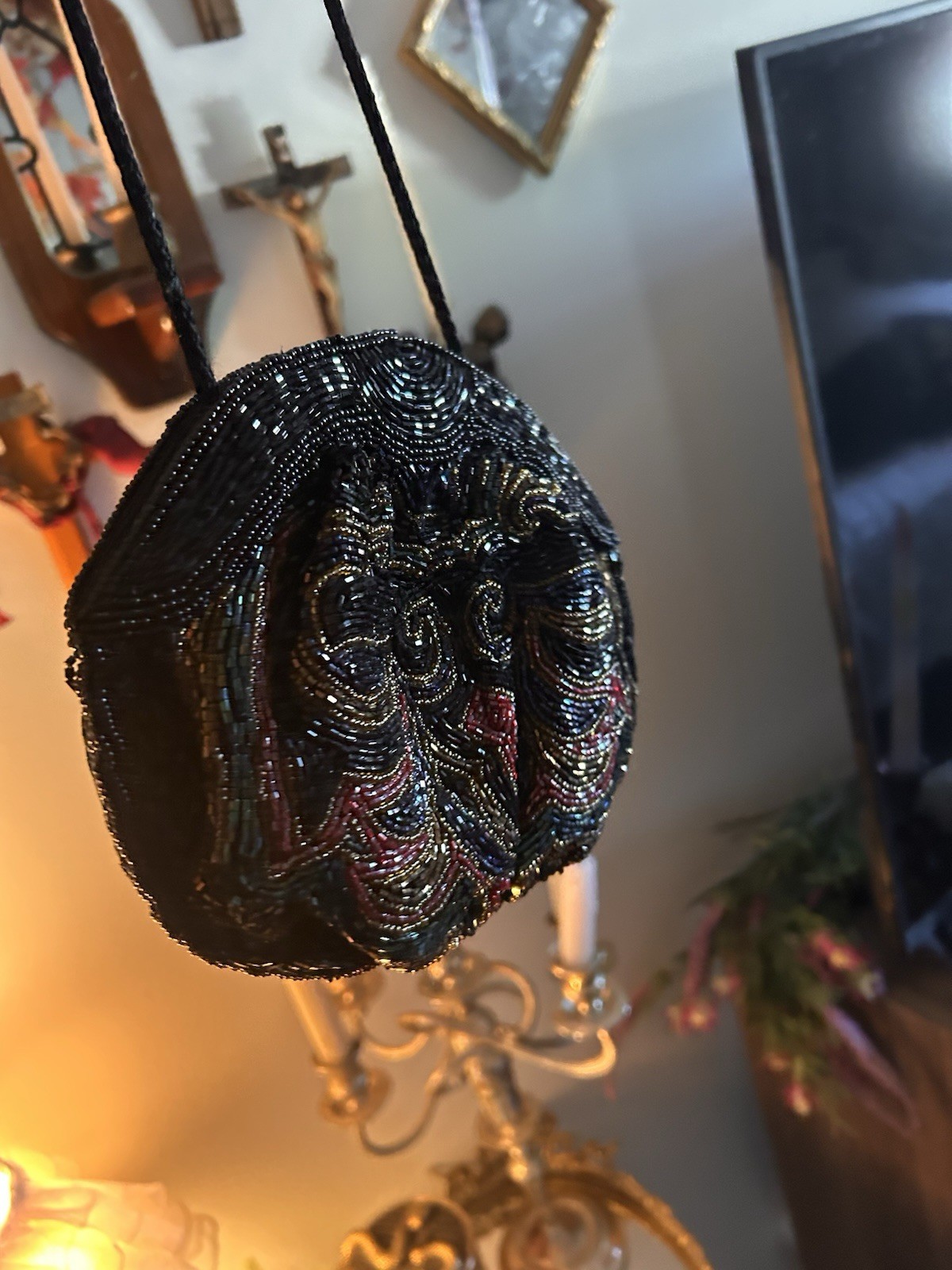 Beaded Evening Bag Black Multicolor for Women Special Occasion Formal