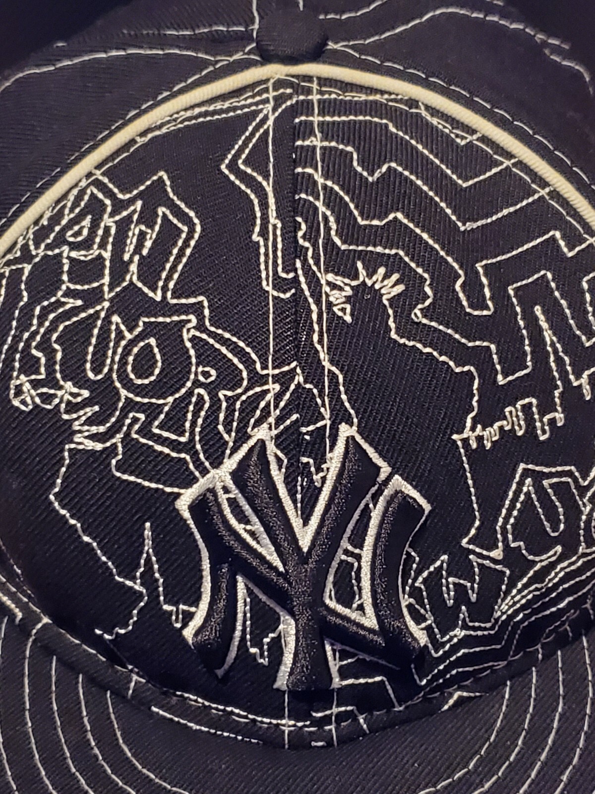 Rare Vtg Orig 1990’s New York Yankees MLB New Era Graffiti Fitted Hat Cap 7-½