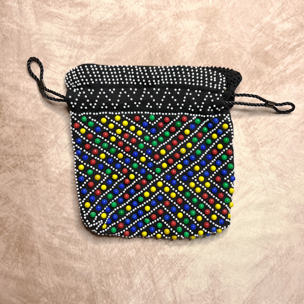 Vintage 70s Emson Candy Dot Beaded Mini Clutch Bag Rainbow Multicolor Retro Mod