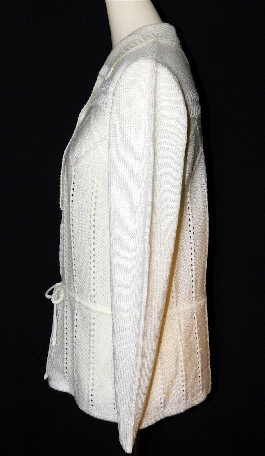Vintage COURREGES Paris White Tie Waist Knit Cardigan Sweater Size B