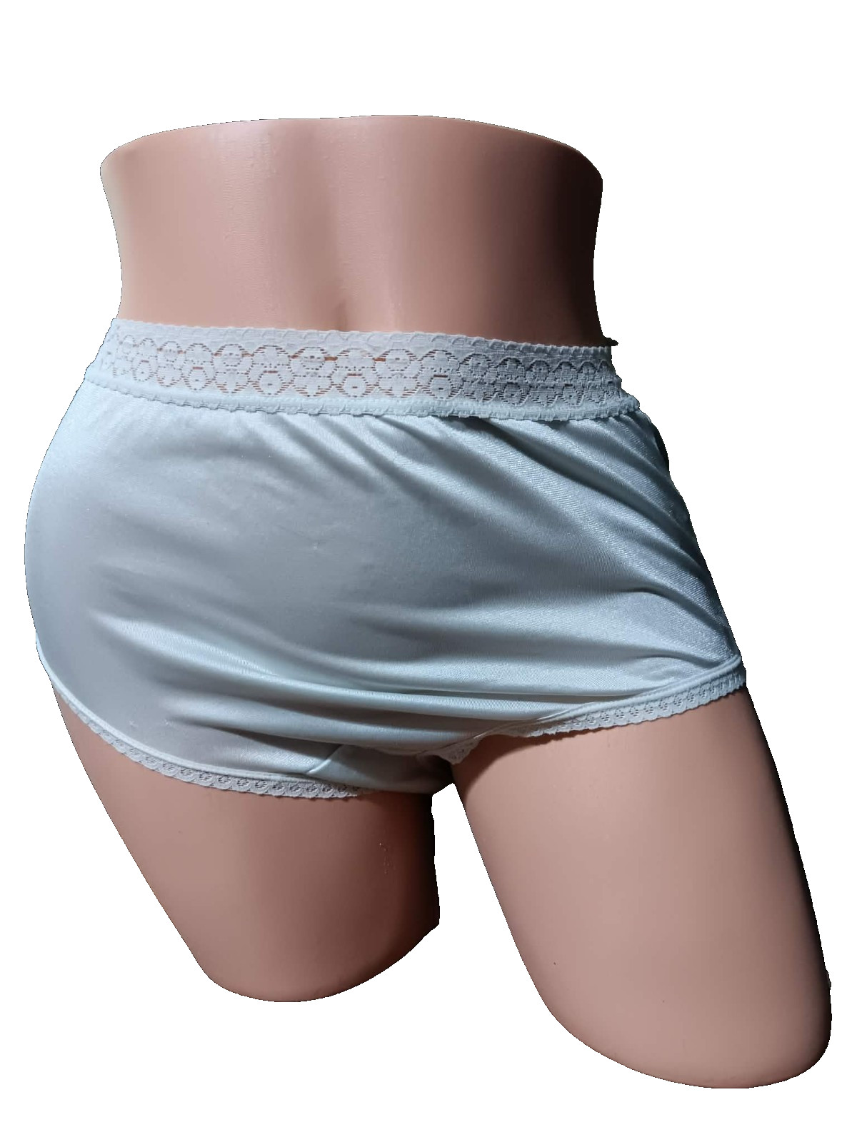 VTG Fruit of the Loom Nylon Panties Sz 6 Mint Green High Cut Brief Silky Granny