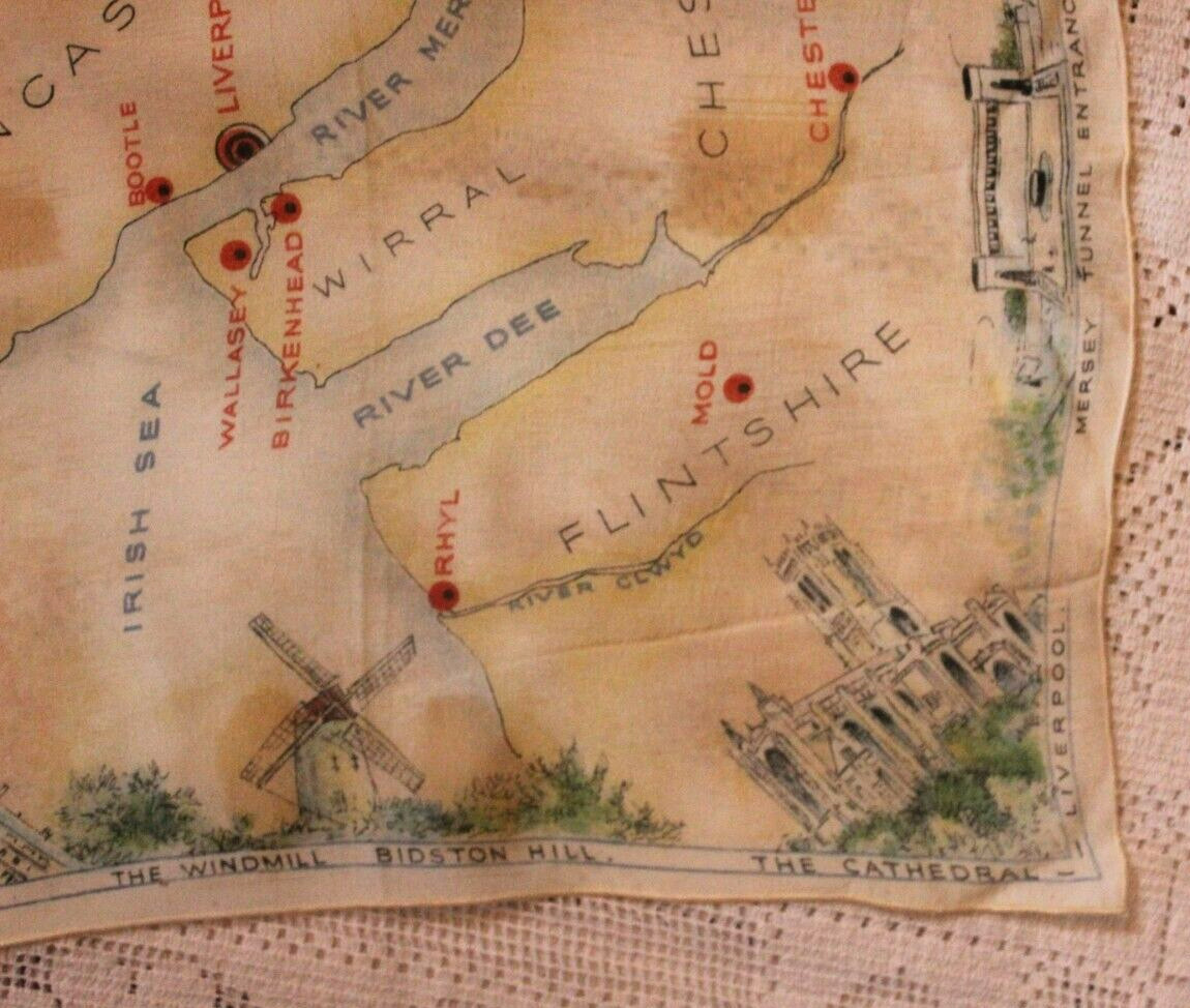 Vintage United Kingdom Map Ladies Handkerchief