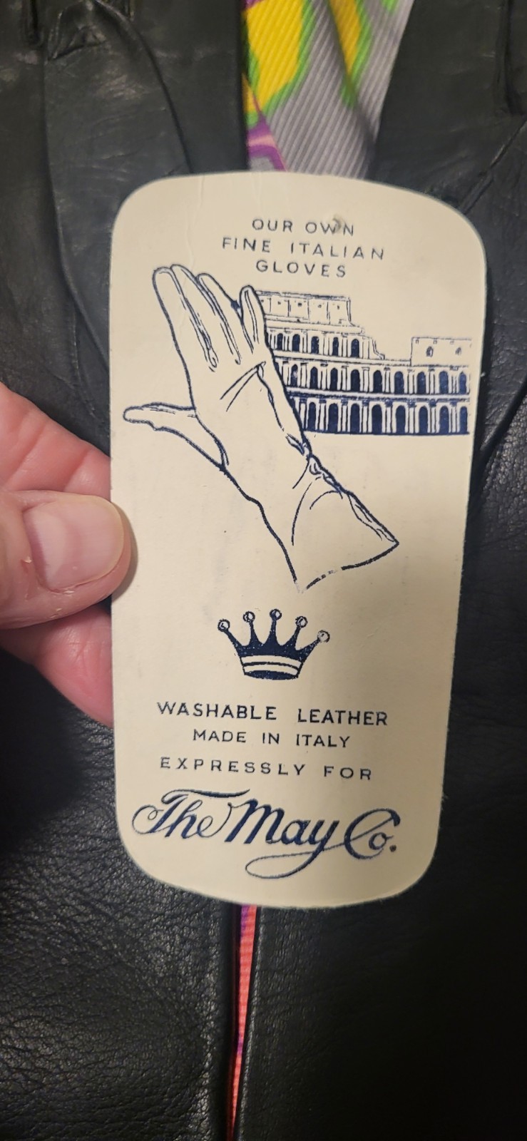 Vintage May & Co. Fine Italian Black Leather Gloves 6 (13.5 in length)