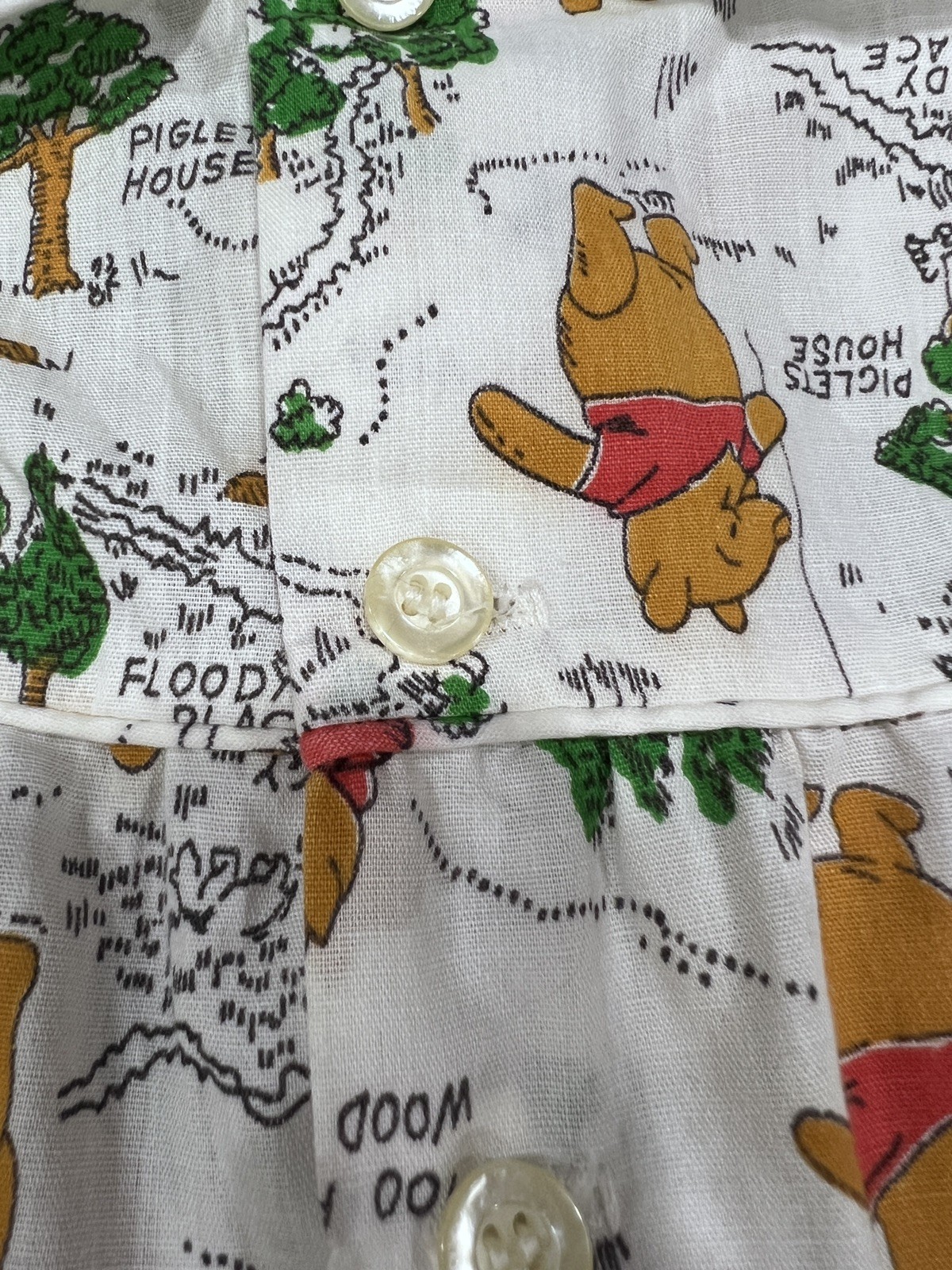 Vintage Winnie the Pooh Bear Dress 70s Sears 100 ACRE WOOD Print Perma-Prest
