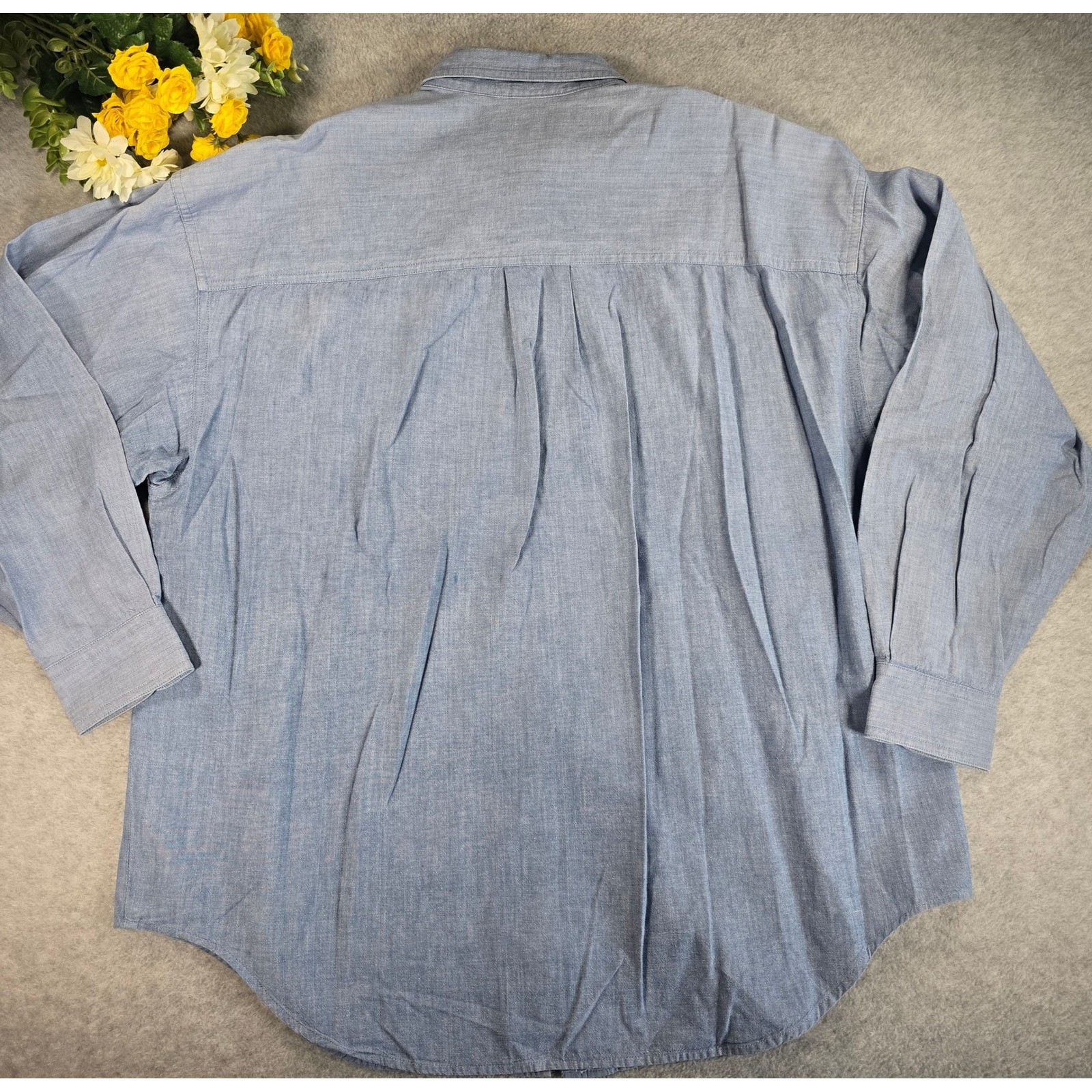 Vintage 90s American Eagle Outfitters For Her Blue Cotton Chambray Button Down L