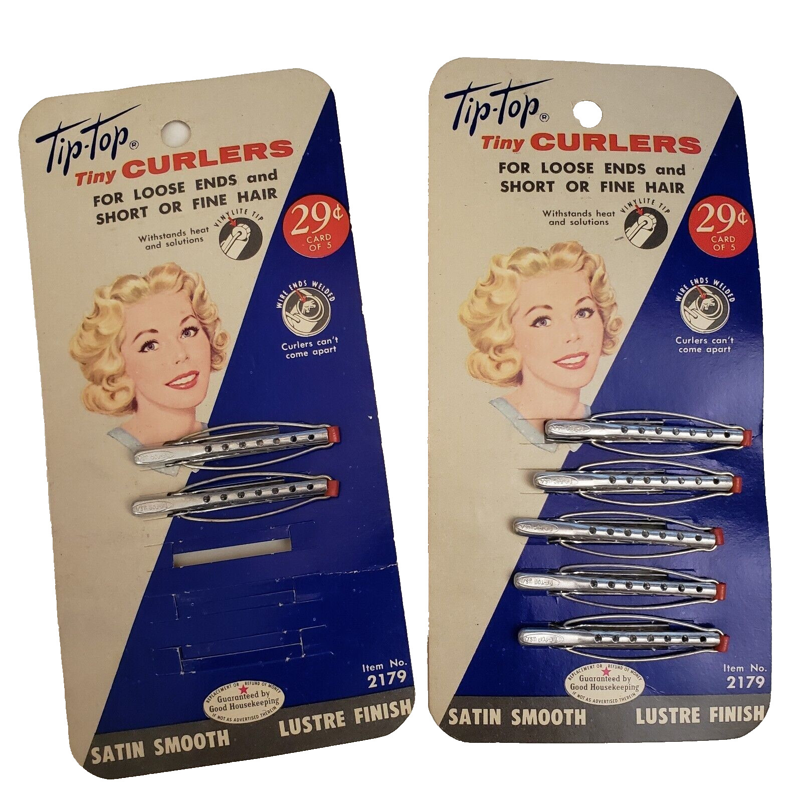 1950s Tip Top Tiny Aluminum Curlers 2179 Card Permanent Vintage Advertisement