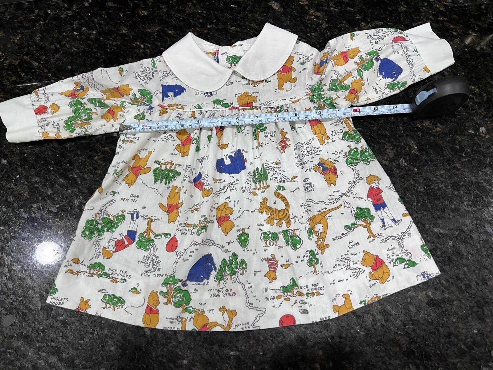 Vintage Winnie the Pooh Bear Dress 70s Sears 100 ACRE WOOD Print Perma-Prest