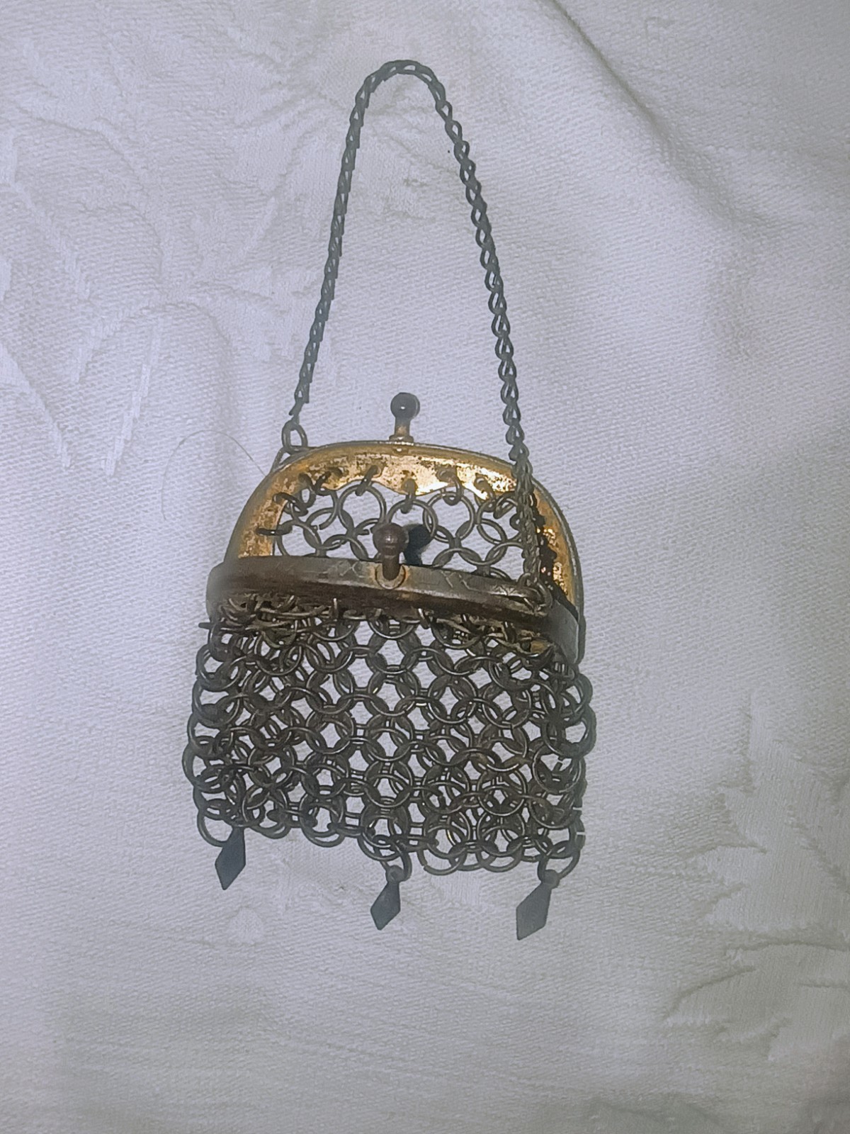 Antique Victorian Chatelaine Flat Ring Mesh Coin Purse