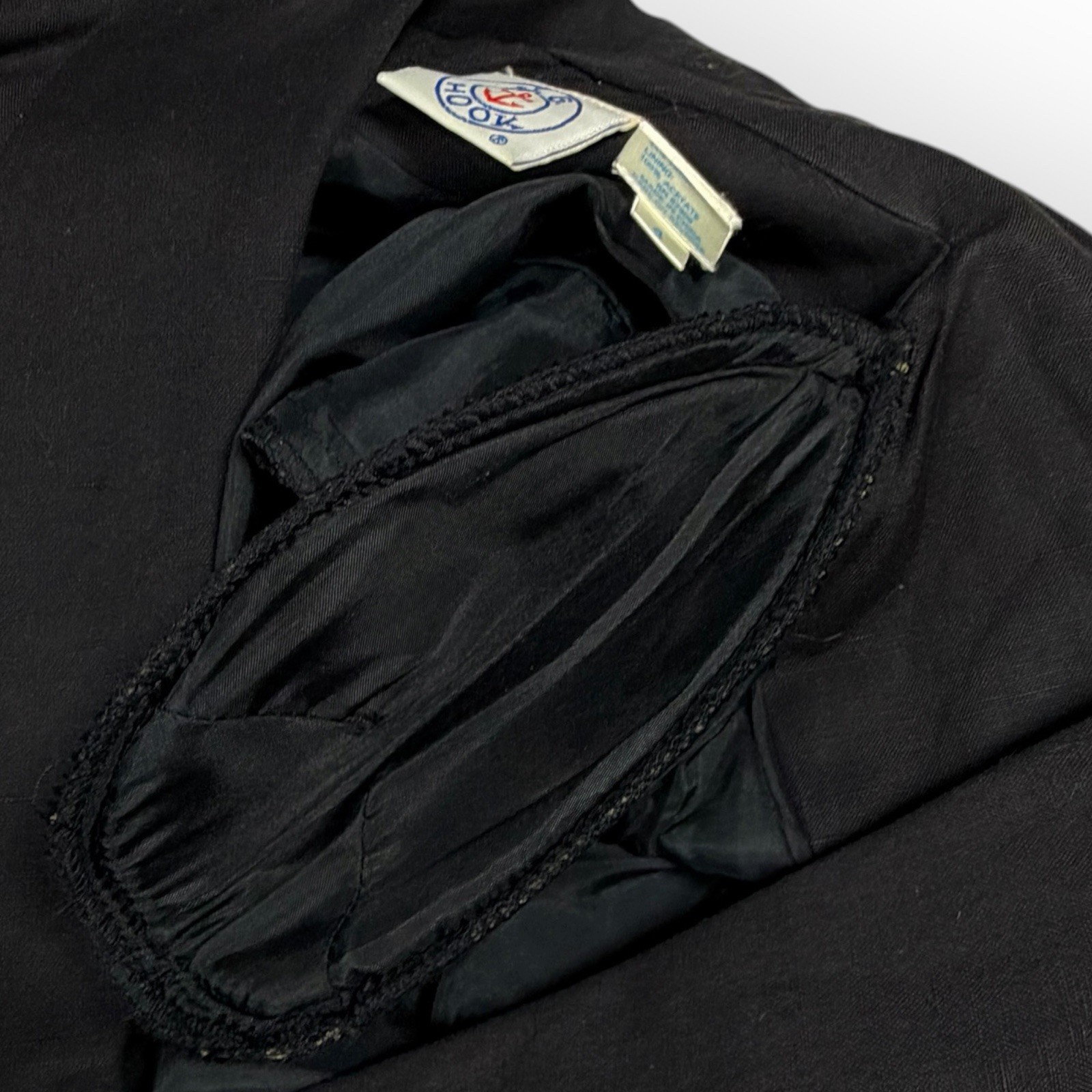 vtg 80s JG HOOK black dress 4 linen cotton nautical retro business Lined Pocket