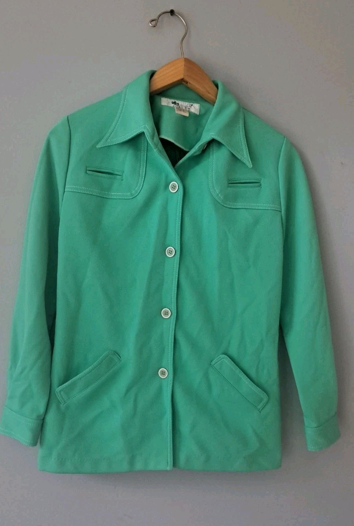 70’s Style Leisure Jacket K-Mart Brand Bright Green Women’s Size 14