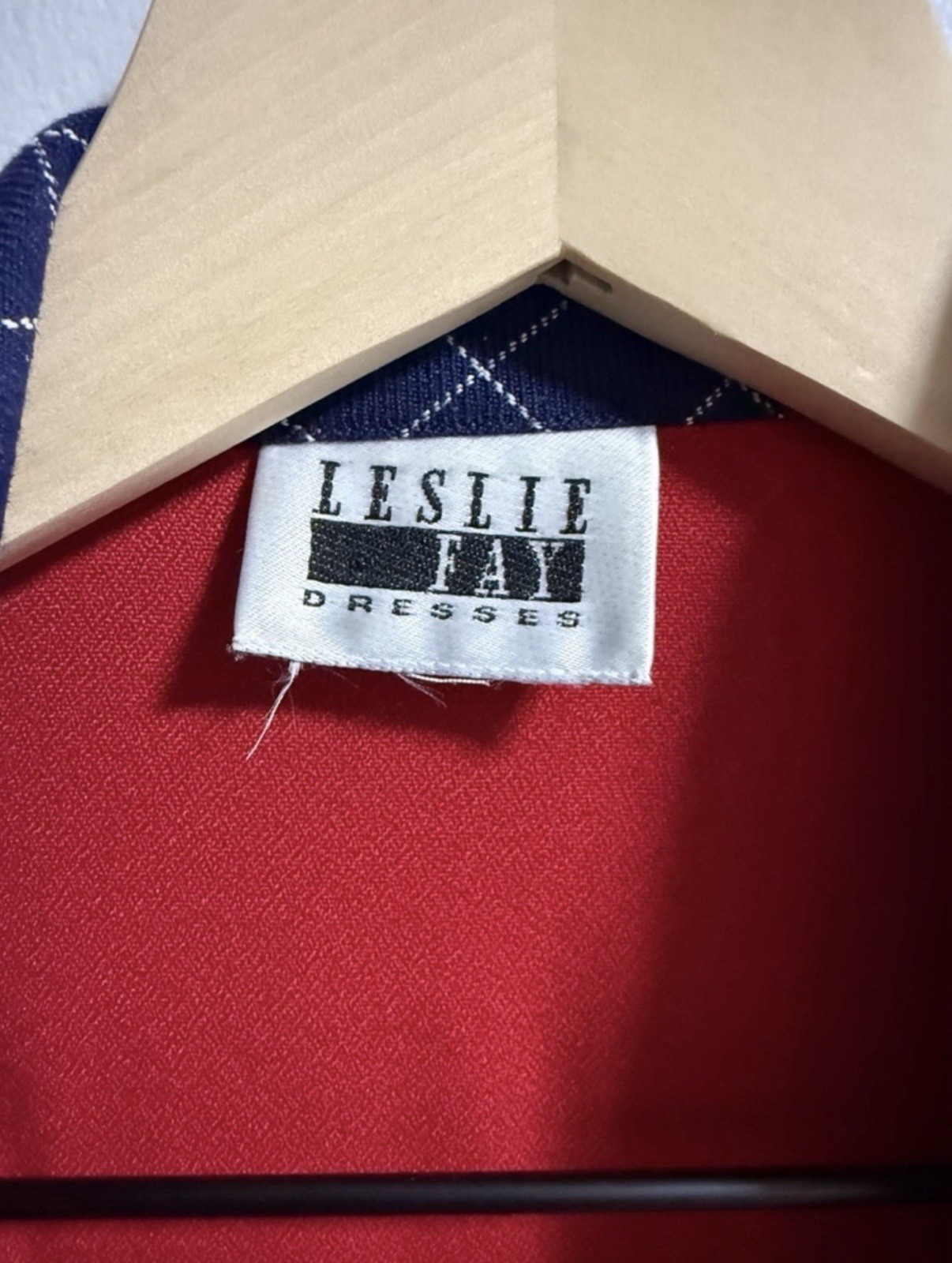 Vintage Leslie Fay Red Blazer with Navy Quilted Contrast Trim – Size 8