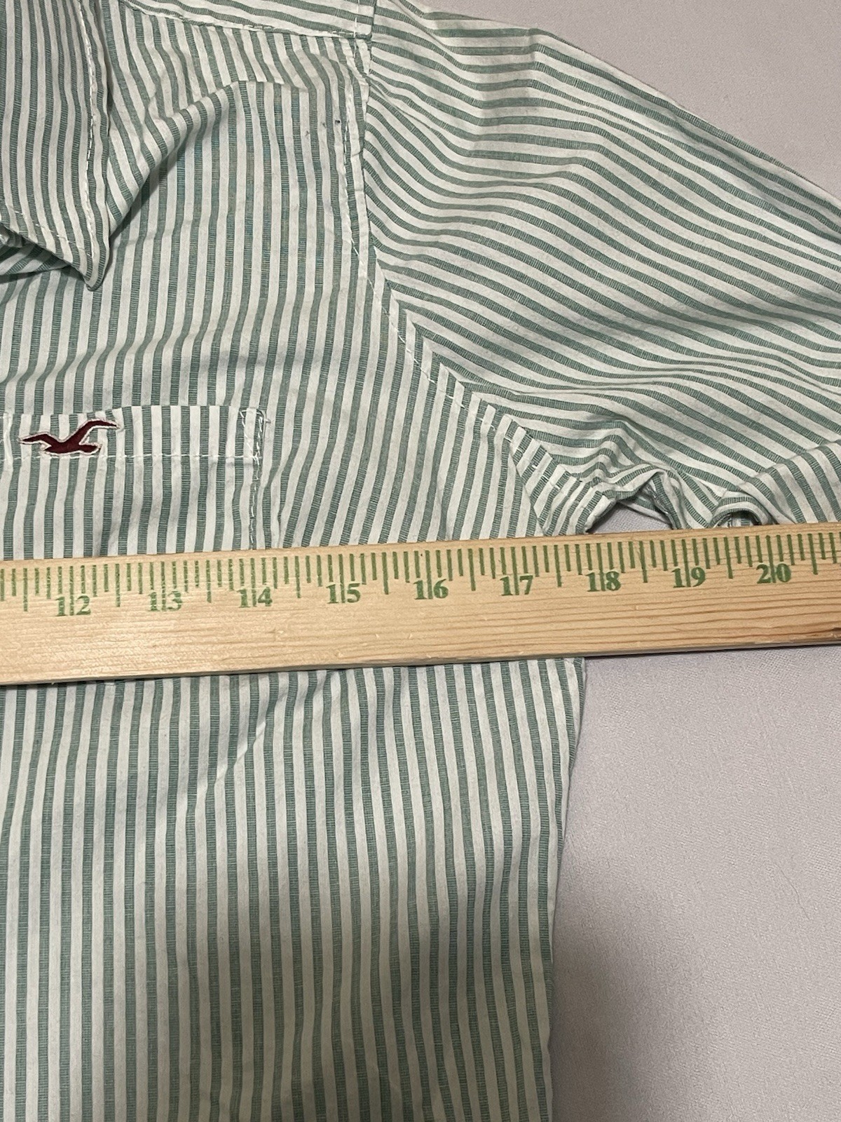 Hollister Striped Button Up Shirt Green White Y2K Preppy Womens Large