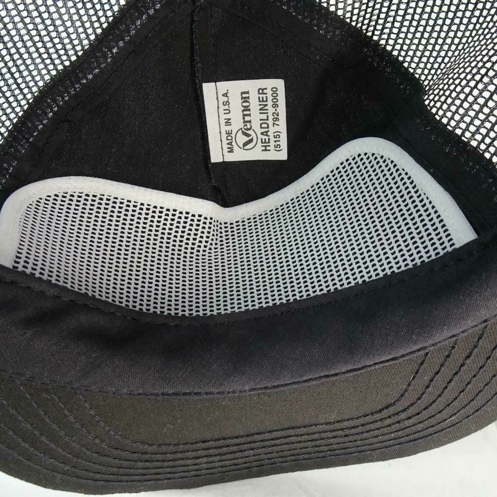 Mesh Snapback Trucker Hat Cap Made USA Vernon Headliner Black Mechanical Company