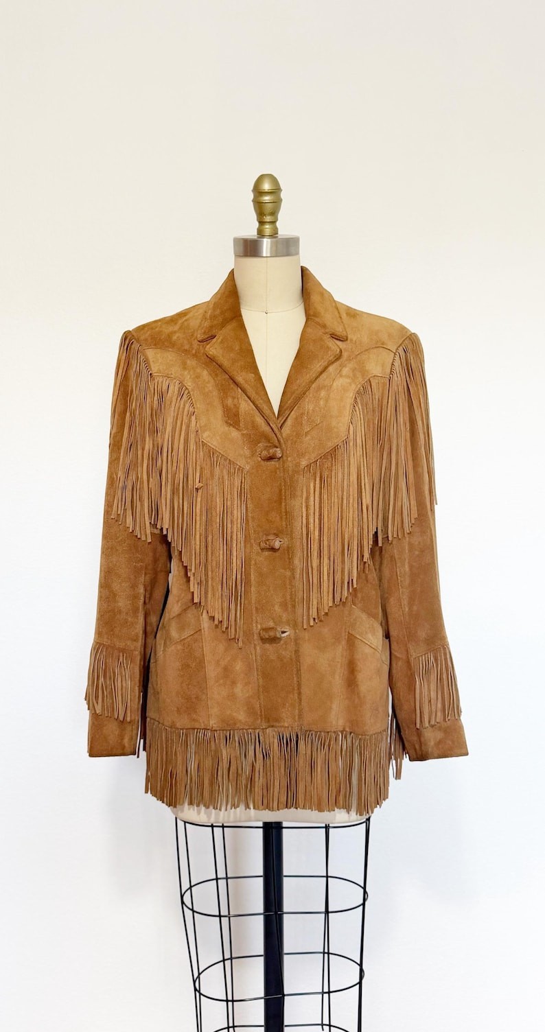 1970s Pioneer Wear Jacket / Suede Fringe Jacket / Fringe Jacket / Size Medium