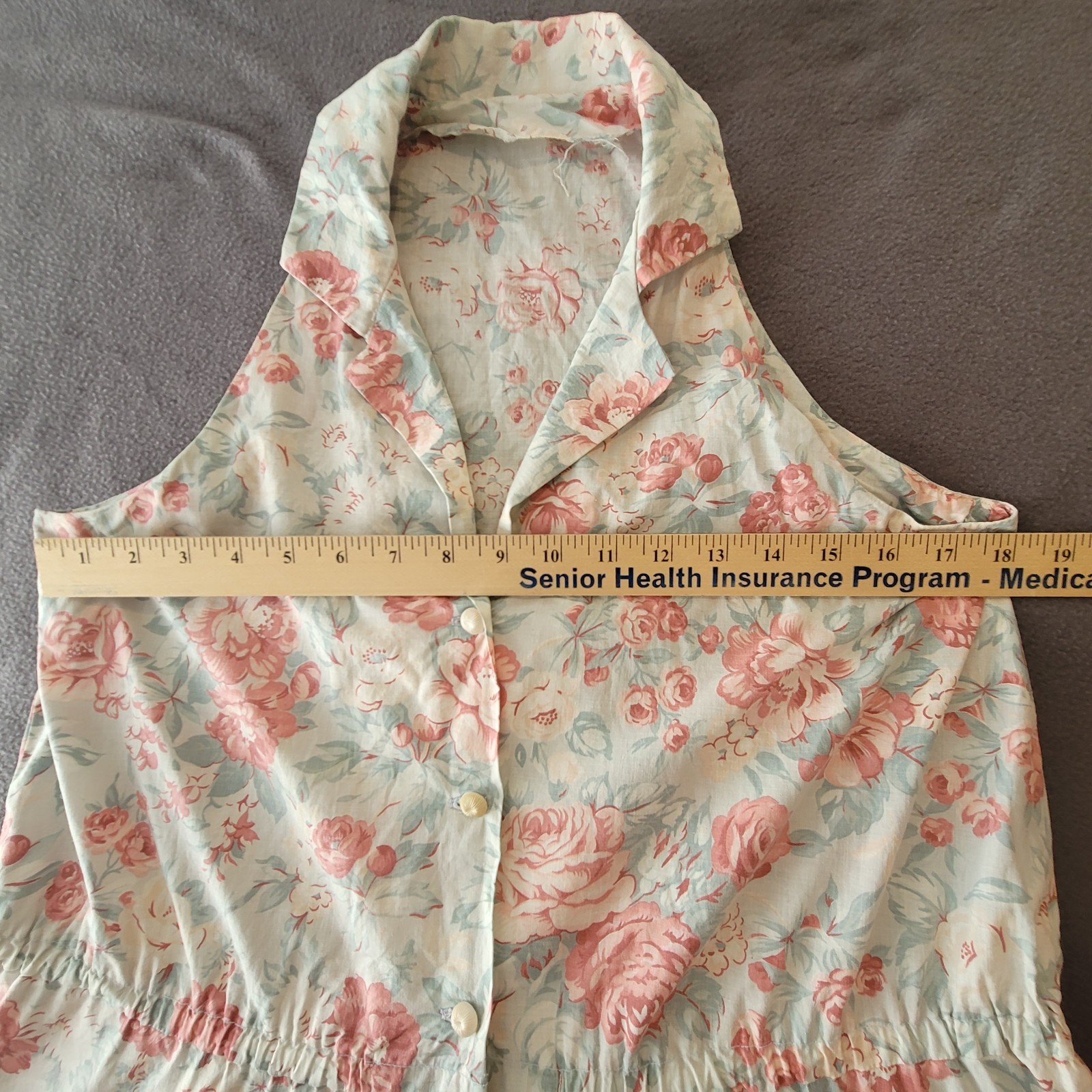 Vintage 80s Floral Maxi Dress Pink Roses Cottagecore Button Front Handmade M L
