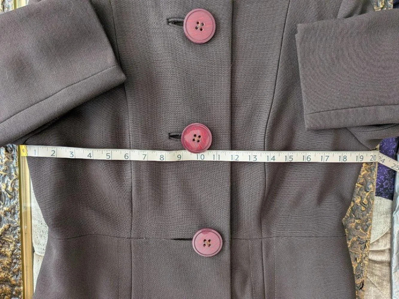 Harvé Benard Vintage 70s Wool Skirt Suit Set Brown Mod Lady-Like Career Size M