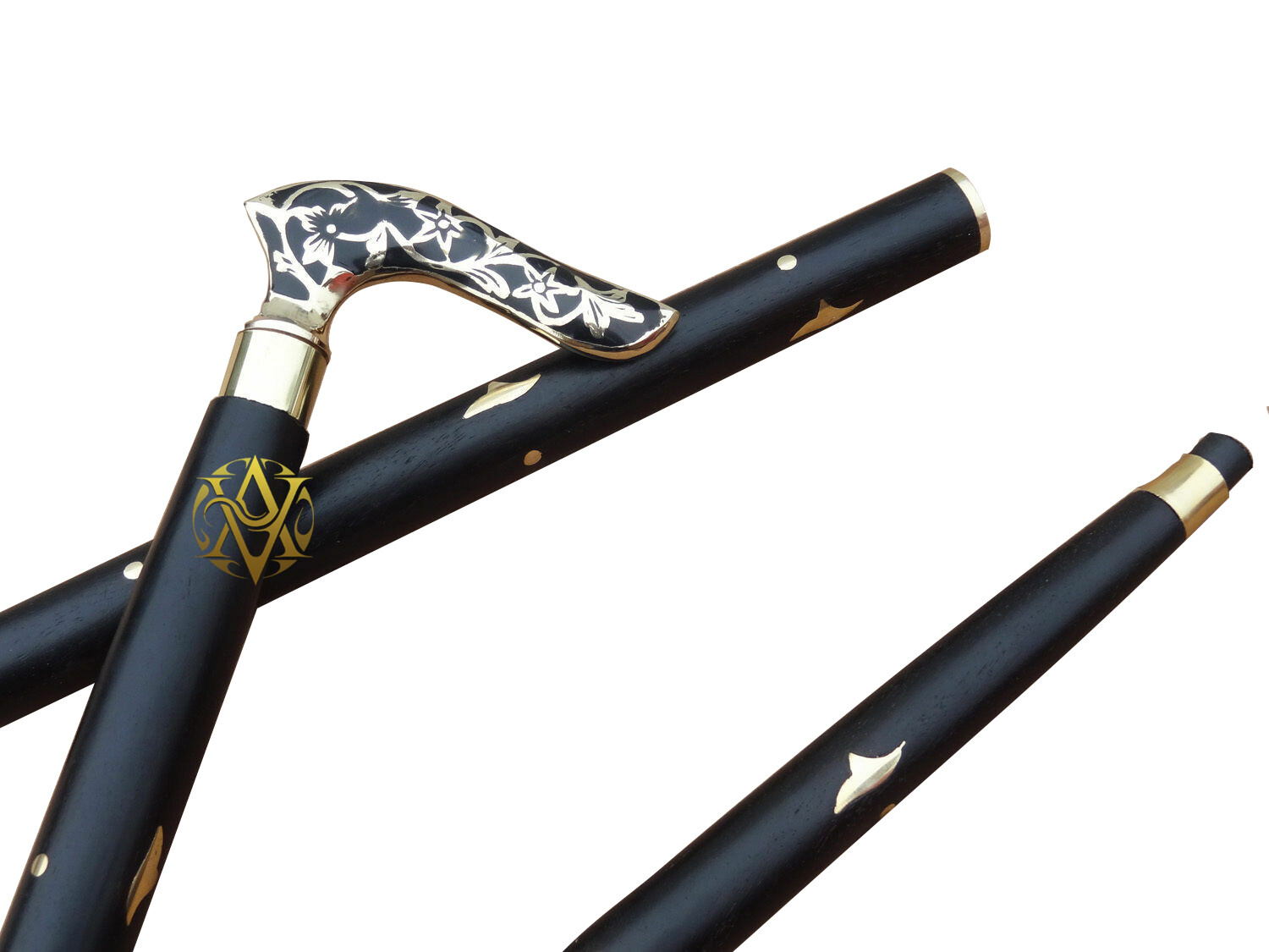 Brass Victorian Handle Wood Solid Cane Stick Walking Casual Sticks For Men/Women