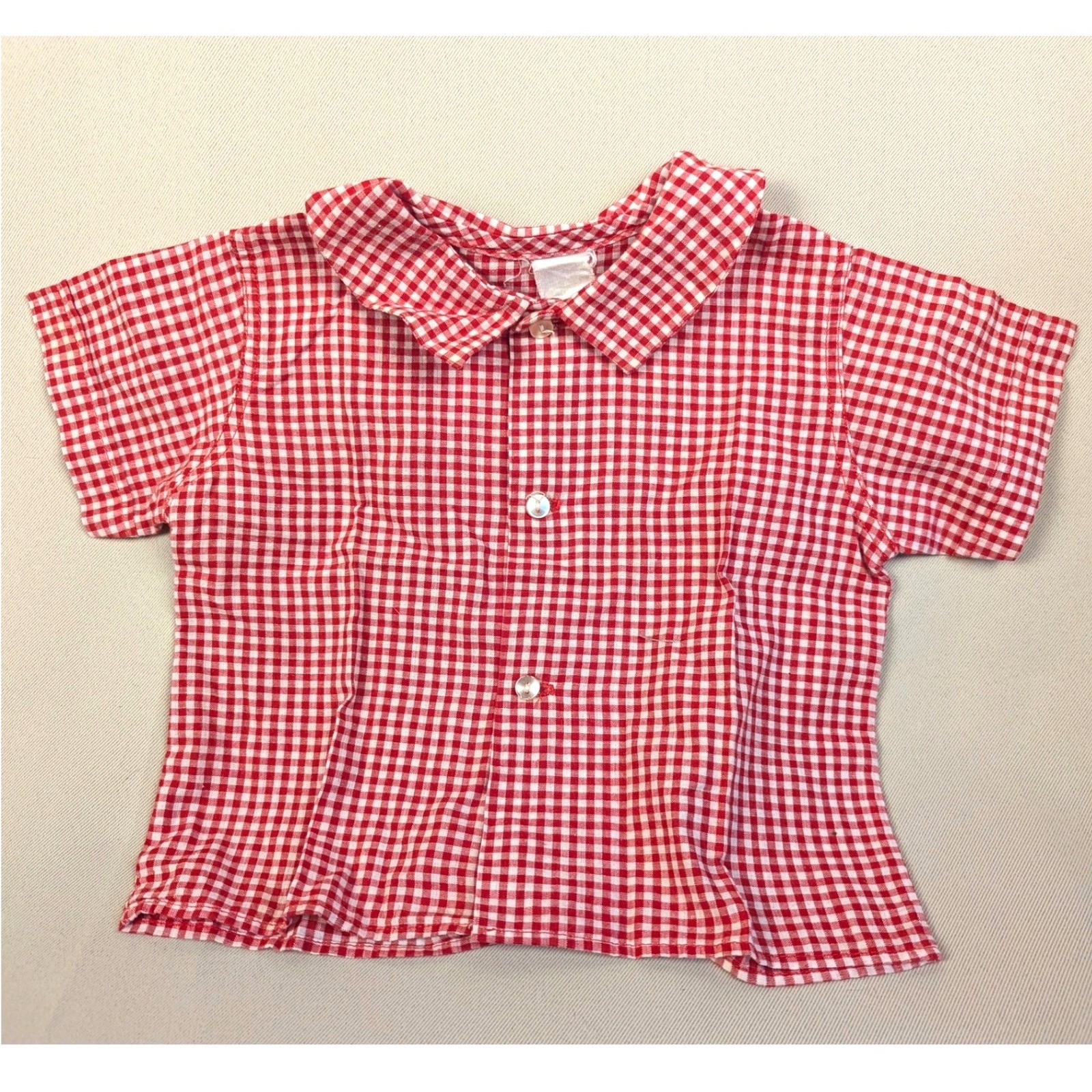 Vintage 1970’s Red Gingham Shirt Country Americana Toddler See Photos for Size