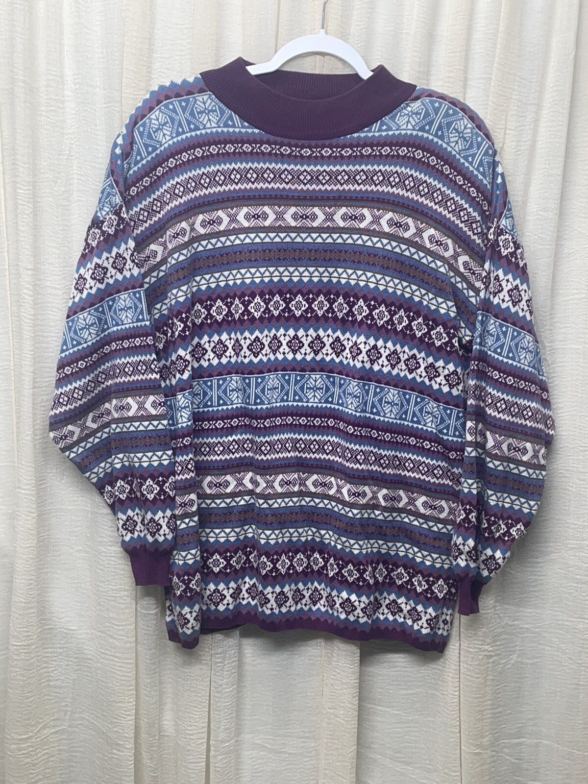Vintage 80’s Lizsport Mock Neck Snowflake Sweater