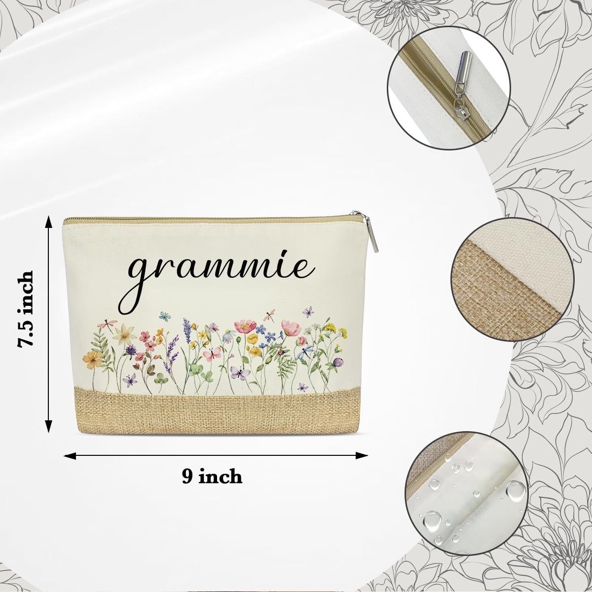 Gifts for Grandma, Grammie Bag, Grandma Birthday Large, Floral