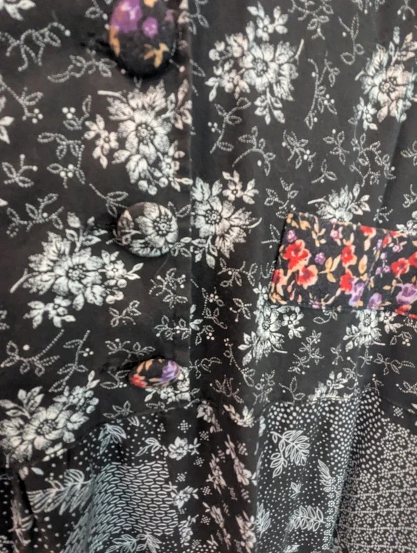 NWT Vintage 90s Pellini Black Floral Patchwork Sleeveless Maxi Dress Lace Trim
