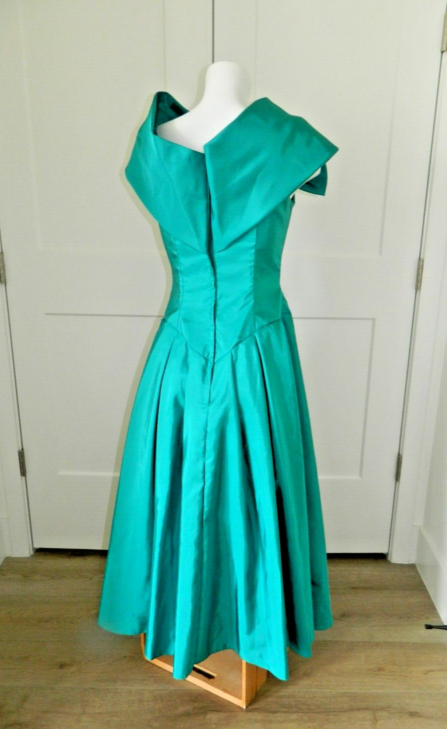 Vintage Green Bow Front Yoke Prom Special Occasion Midi Dress sz 5-6