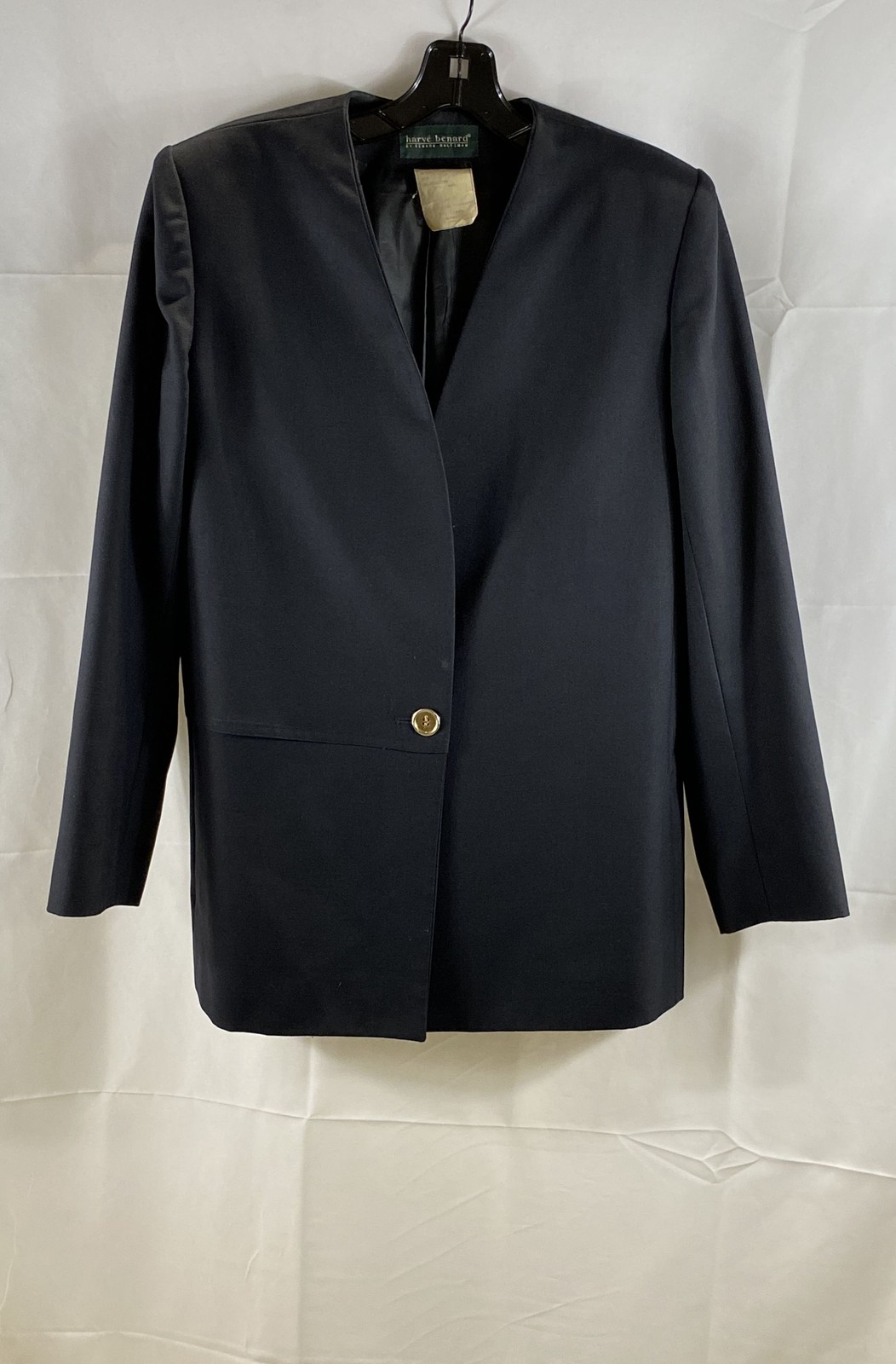Vintage 90s Harve Benard Women’s Black Wool Blazer Jacket Gold Button Sz 12