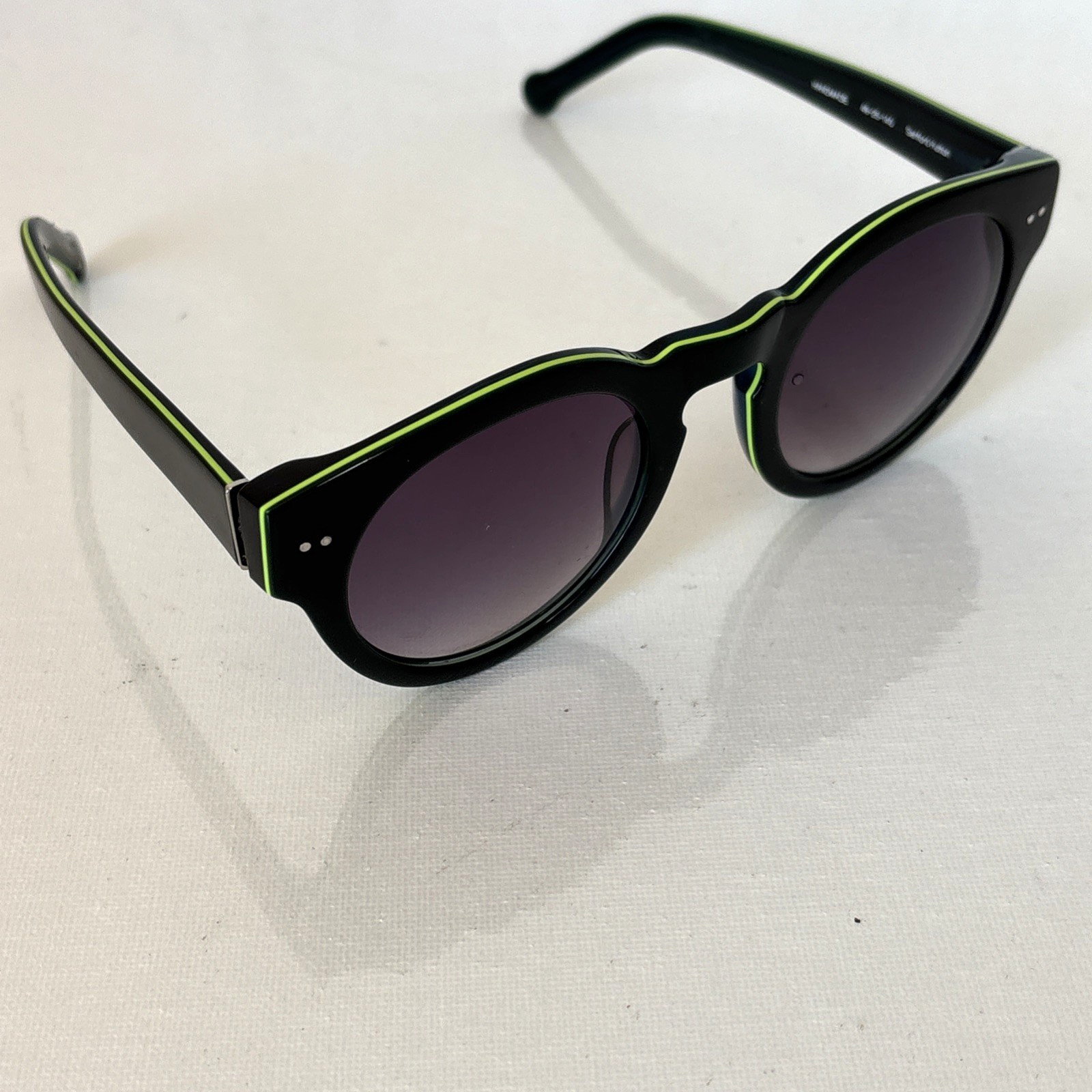 Vtg Sanford Hutton Colors In Optics Green Sunglasses Handmade 49-25-140 London