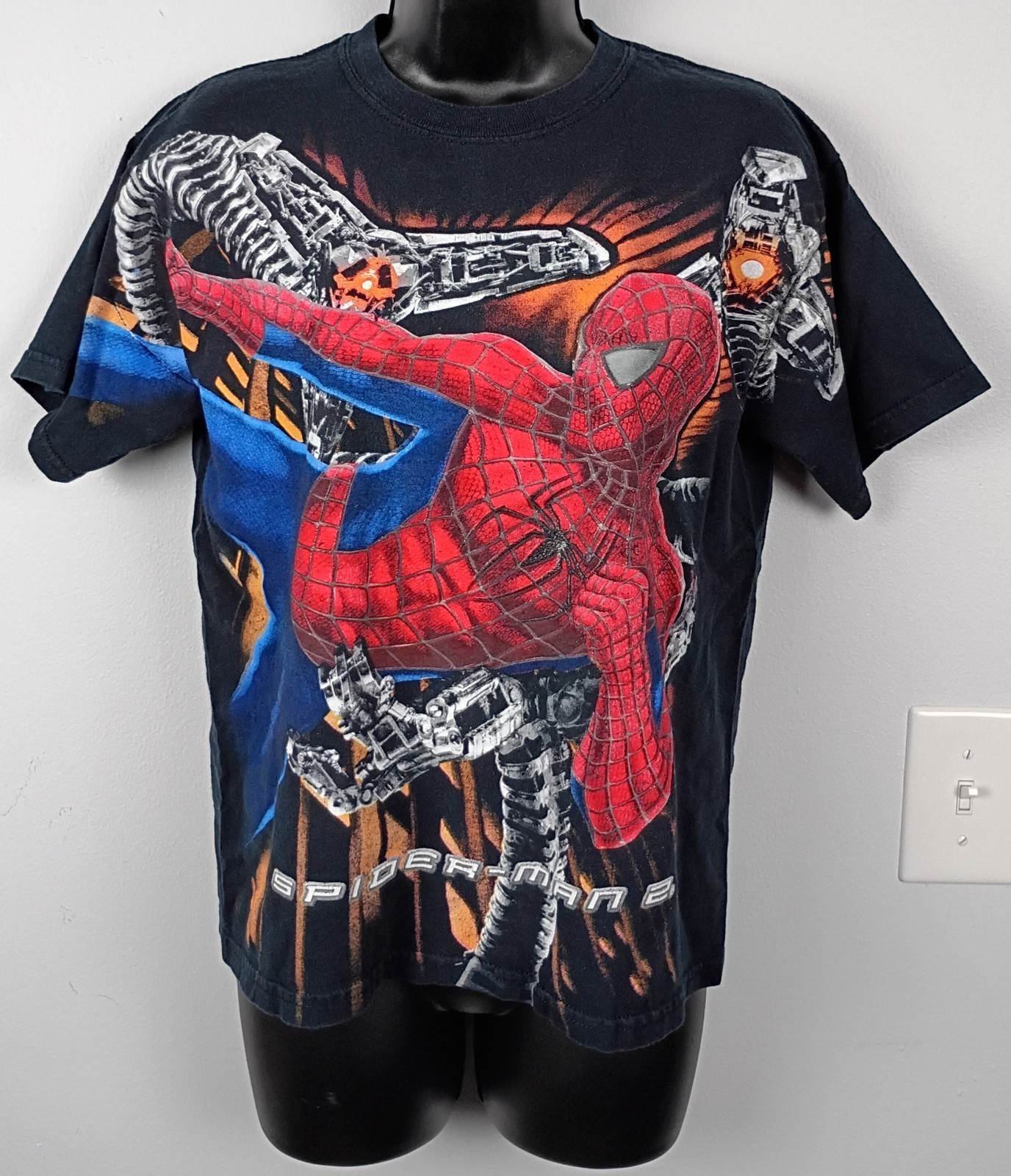 Vintage Spiderman 2 Movie Feat. Dr. Octopus Marvel Kids T-shirt 2004 Size Large