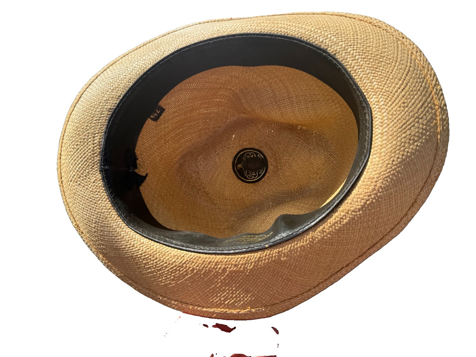 VINTAGE GENUINE PANAMA HAT EQUADOR CLASSIC FEDORA NATURAL COLOR 7 3/8