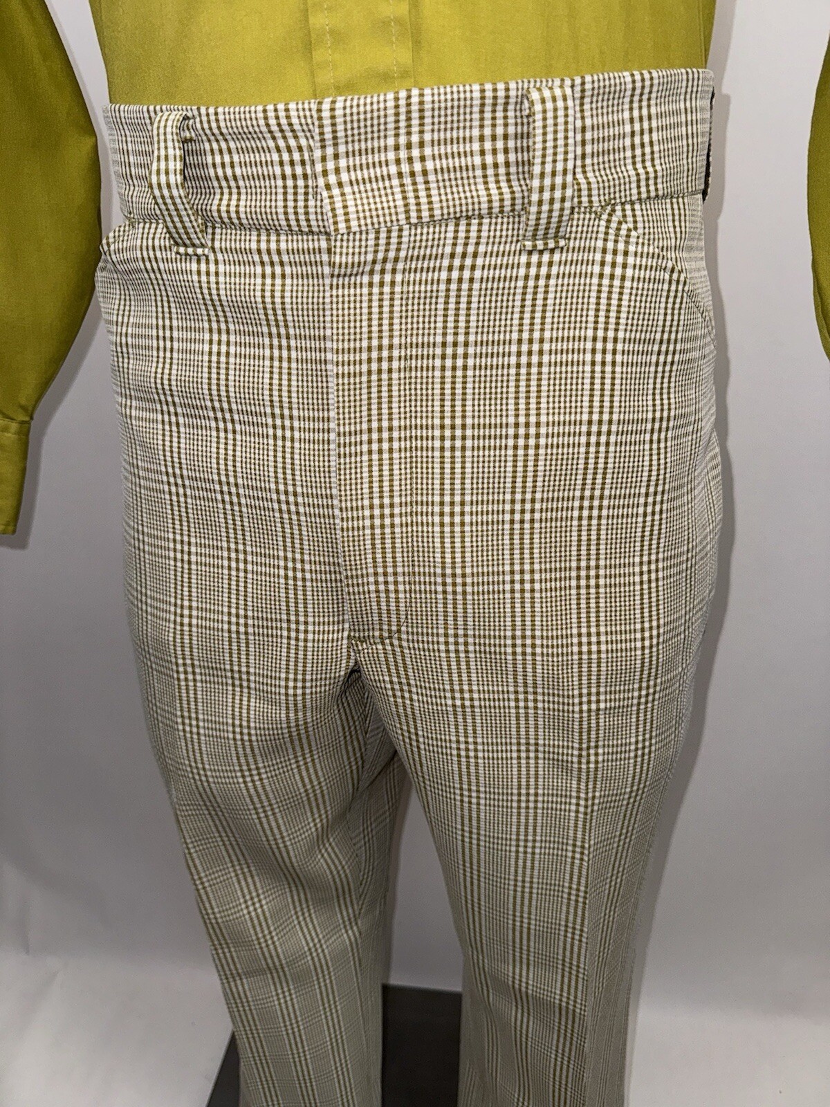 1960s Pants Mens Vtg 60s Madmen Rat pack Disco Plaid Polyester Mod MCM 35 27