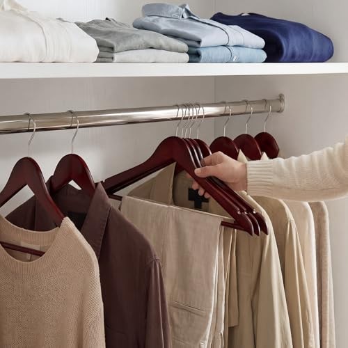 Wooden Hangers 20 Pack, Wood Coat Hangers 0.5″T (20 pack) Dark Cherry Color