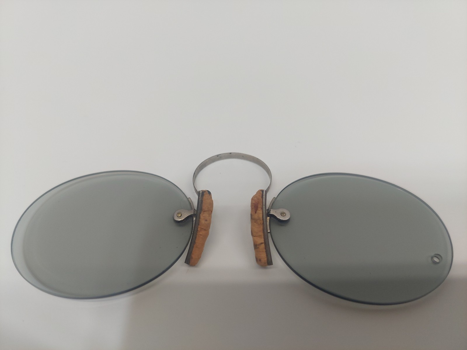 Antique Pince Nez Eyeglasses Silver Tone Frame Used No Case