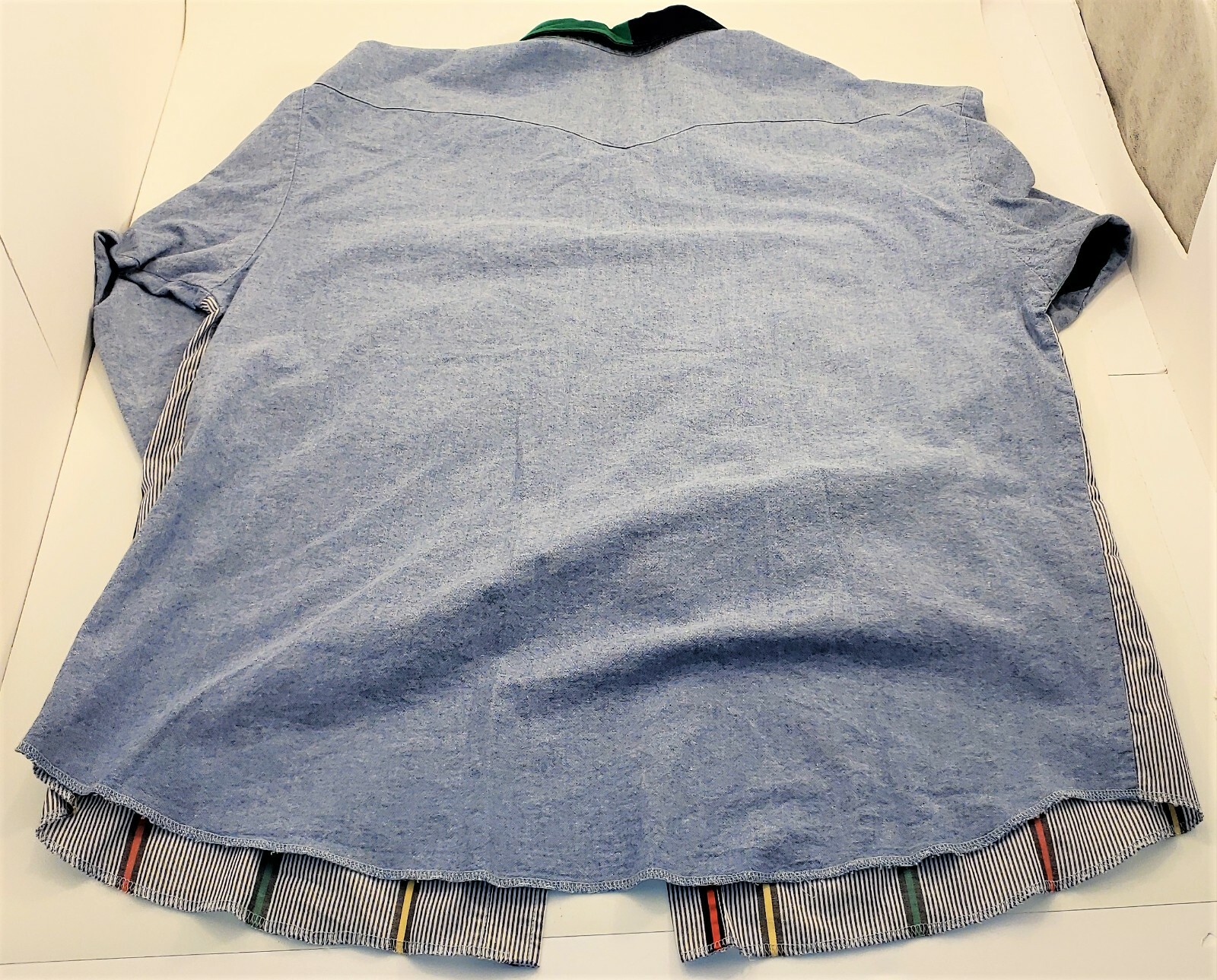 Vintage Panhandle Slim Western men’s Shirt size 17 1/2″ XL USA made blue green 