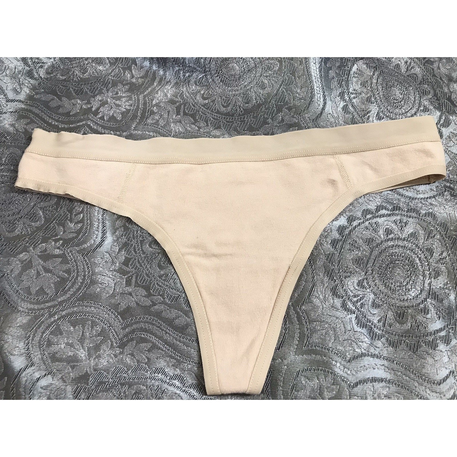 Aerie Cream Soft Cotton Thong Panties Size Small Smooth