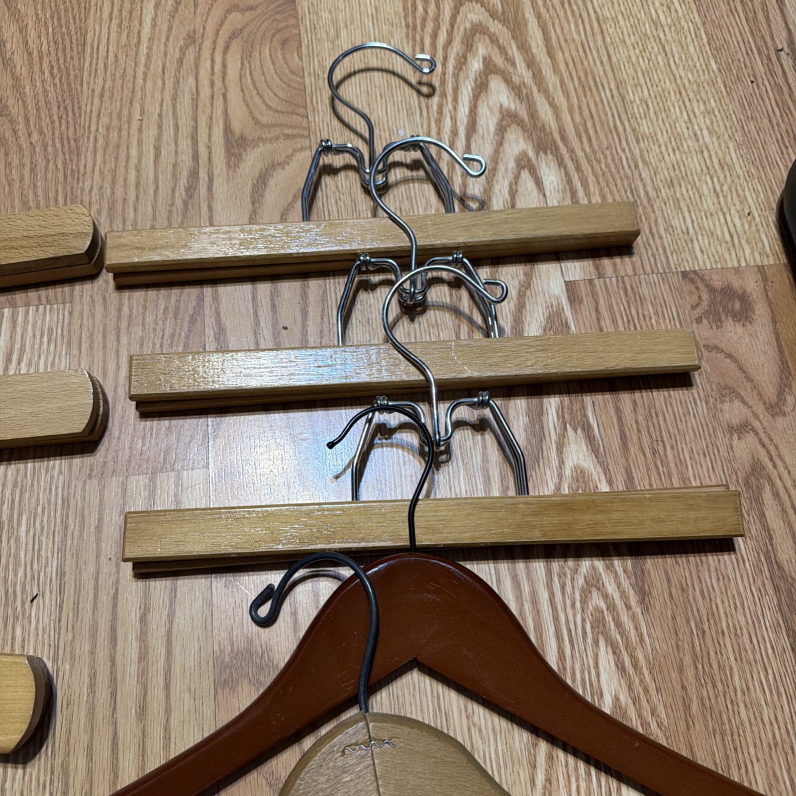 Vintage Wooden Hangers 15 Variety Lot For Suits Pants Skirts 3 Plastic Mixed Lot
