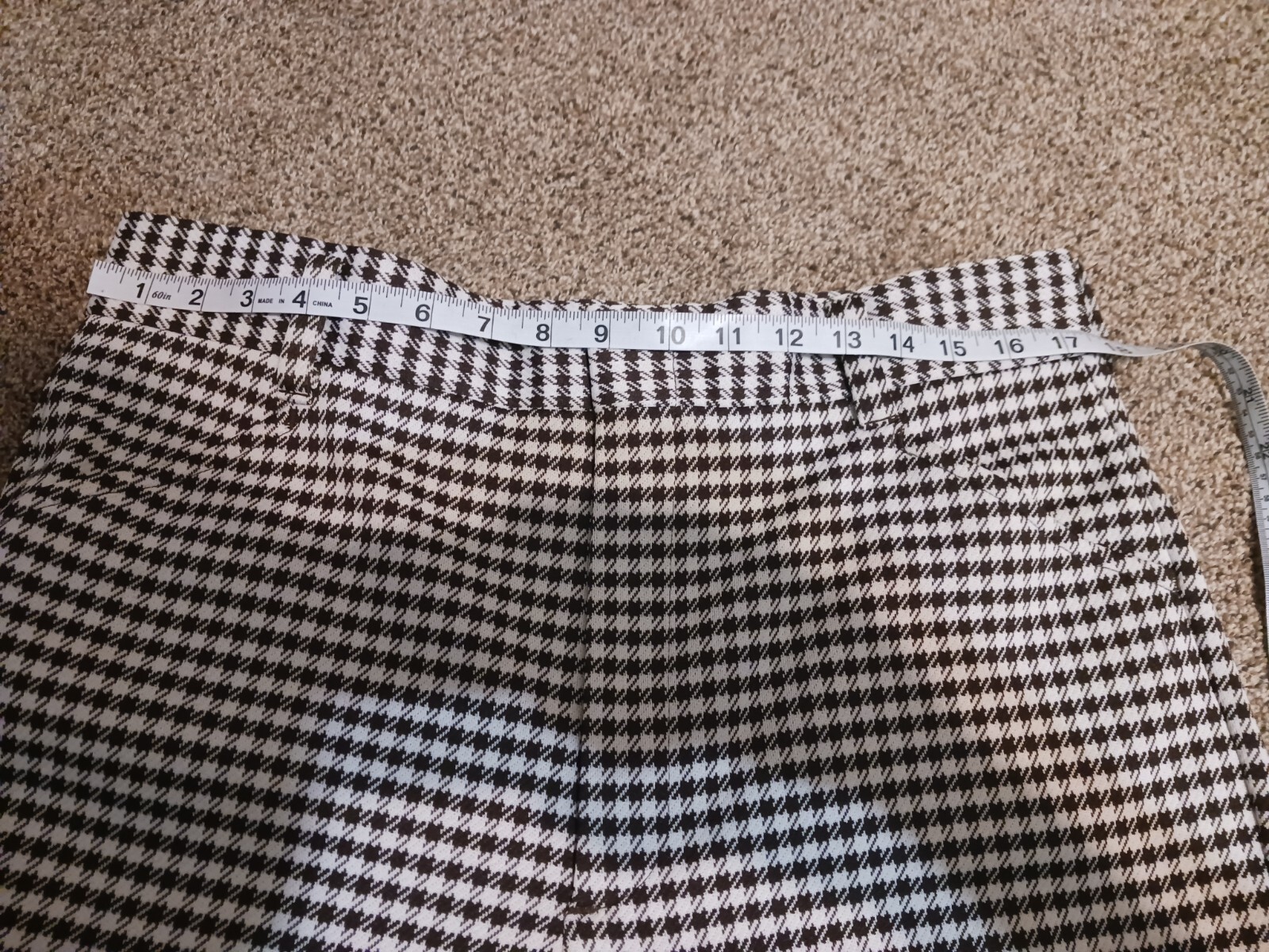 Farah Polyester Pants Capris Black White Houndstooth 35×24 Hemmed Vtg 70s USA