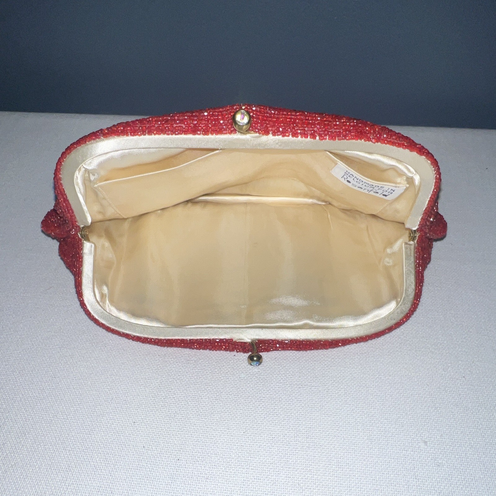 Rosenfel Red Beaded Eveningwear Clutch Purse for Women Special Occasion