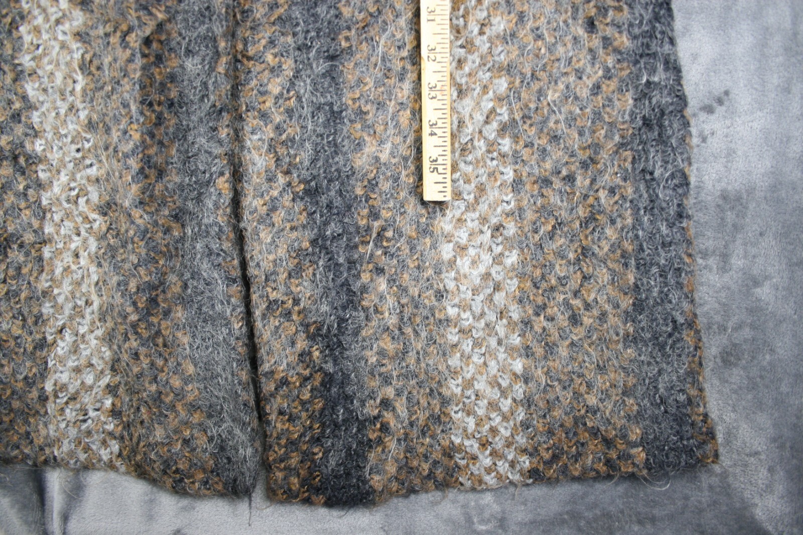 Vintage MJ Seattle Mohair Long Duster Coat Gray Textured Open Front Made USA
