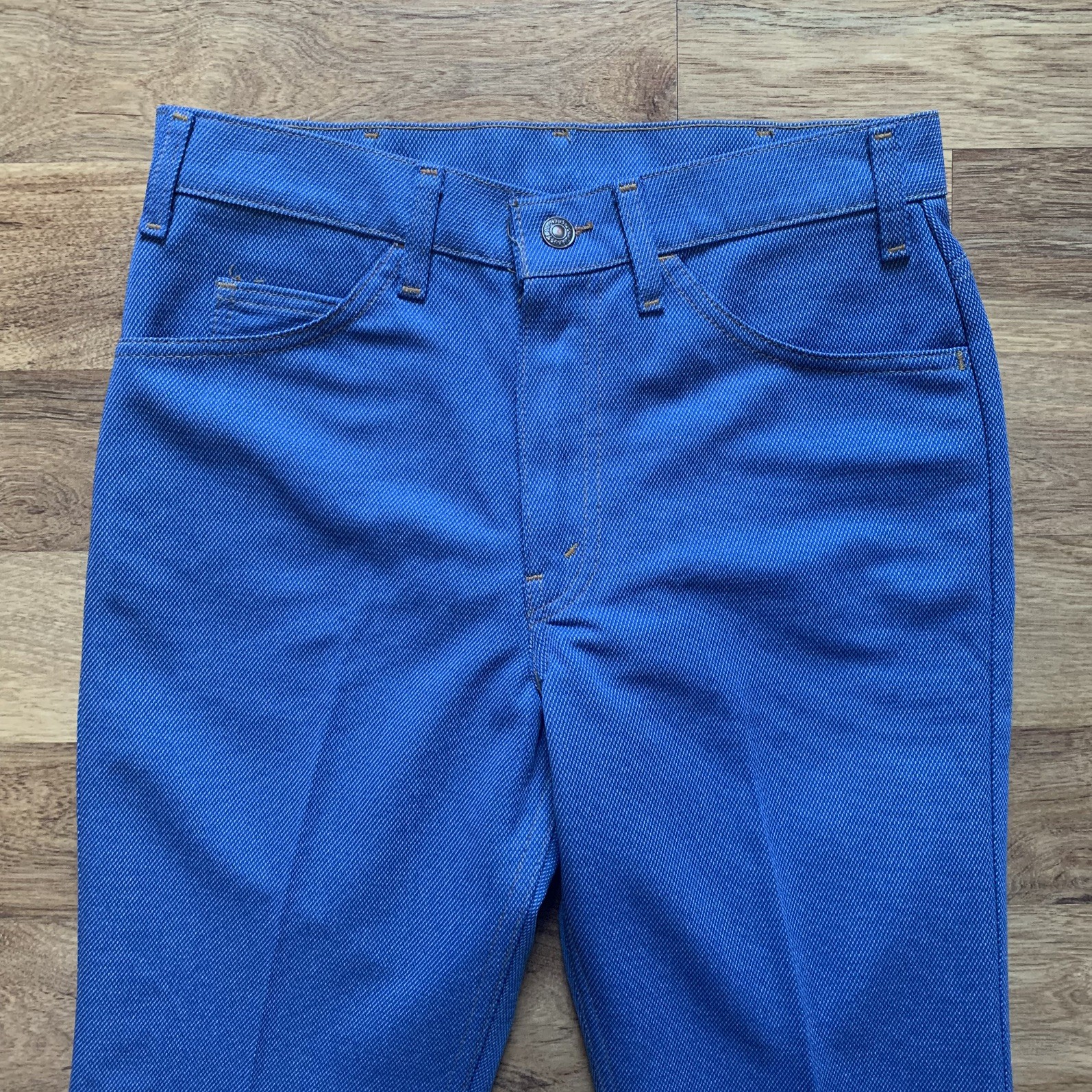 Vintage 1980 Levi’s 517 Orange Tab Blue Hopsack Knit Pants 32×32 (fit 30×32)