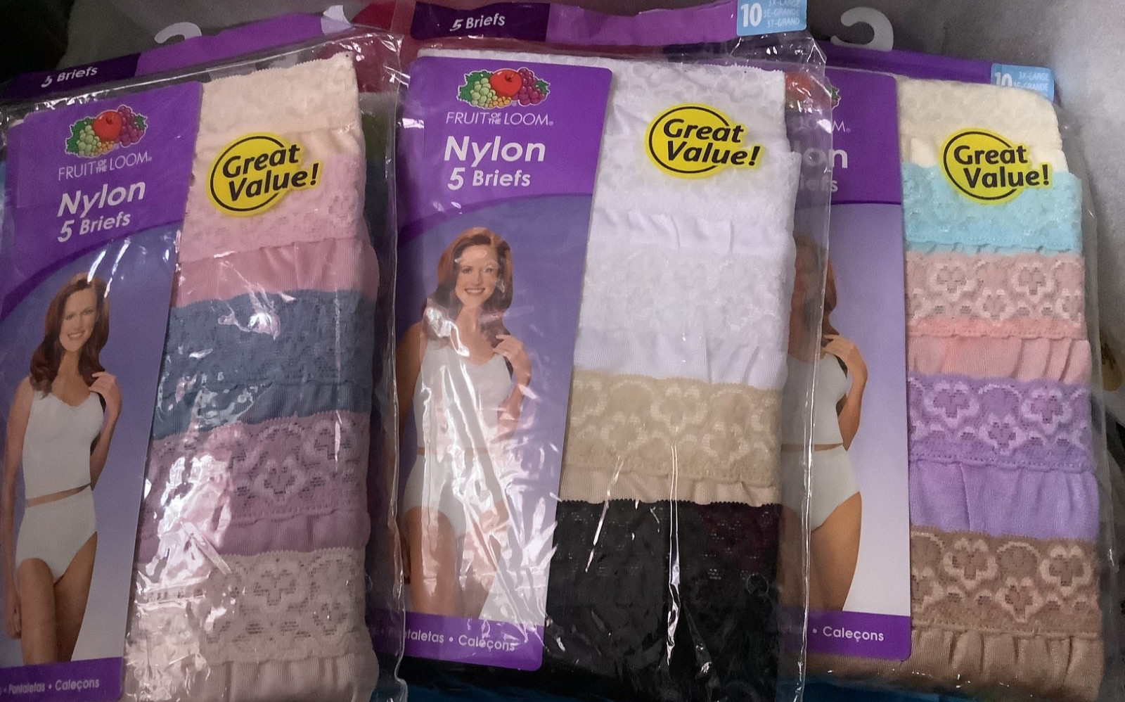 Vtg 2008 Fruit of the Loom 5 Briefs Size 10 (3X) New Sealed Multi Color ONE Bag!